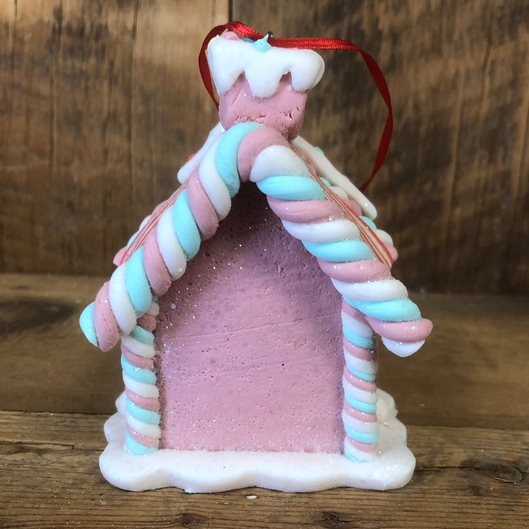Clay Gingerbread House Ornament Pink