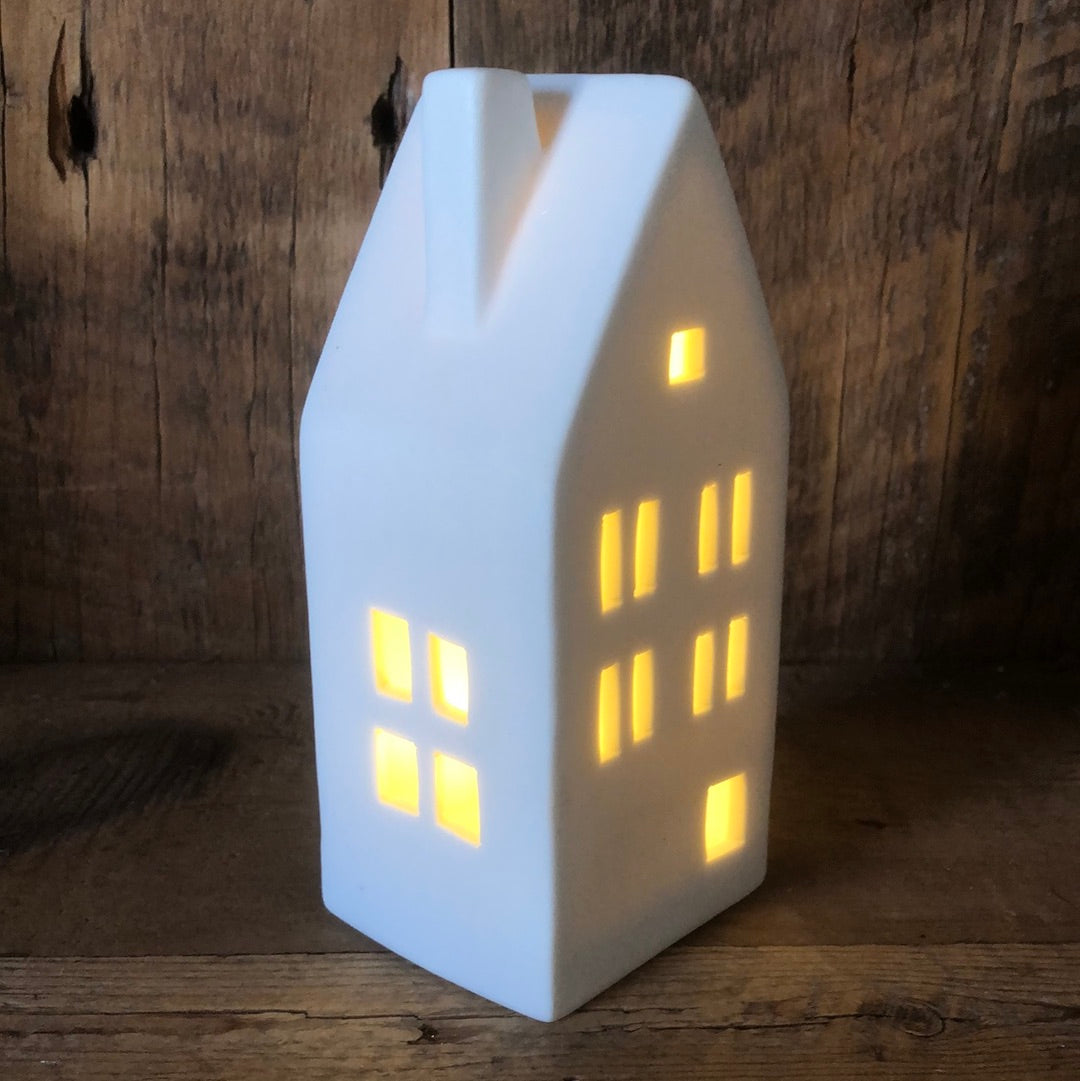 White Ceramic LED Holiday House Medium