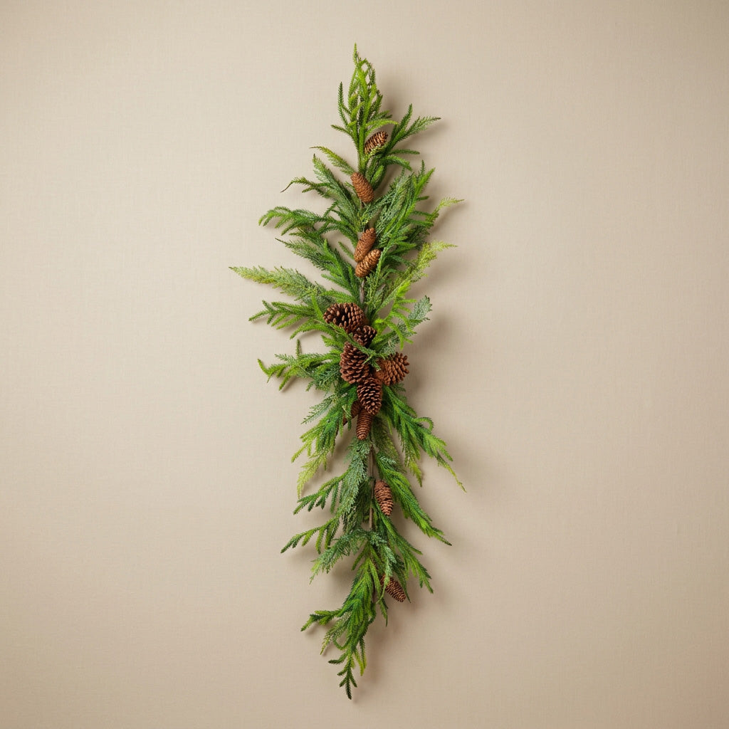 54" Woodland Evergreen Pinecone Center Swag