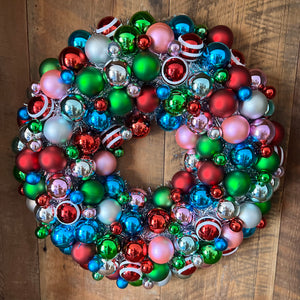 Vintage Shiny Ball Ornament and Tinsel Wreath