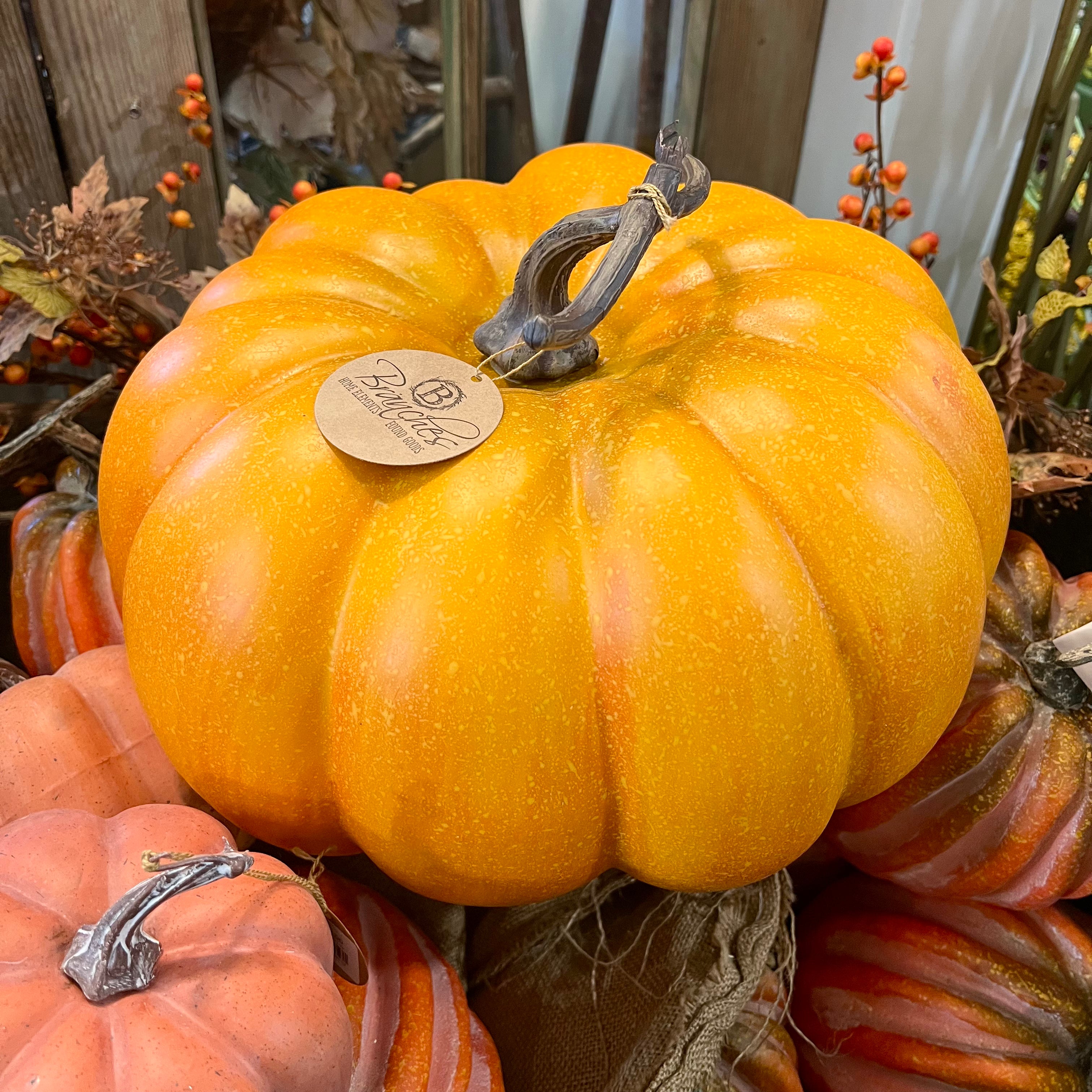 Orange and Yellow Speckled Faux Pumpkin Large