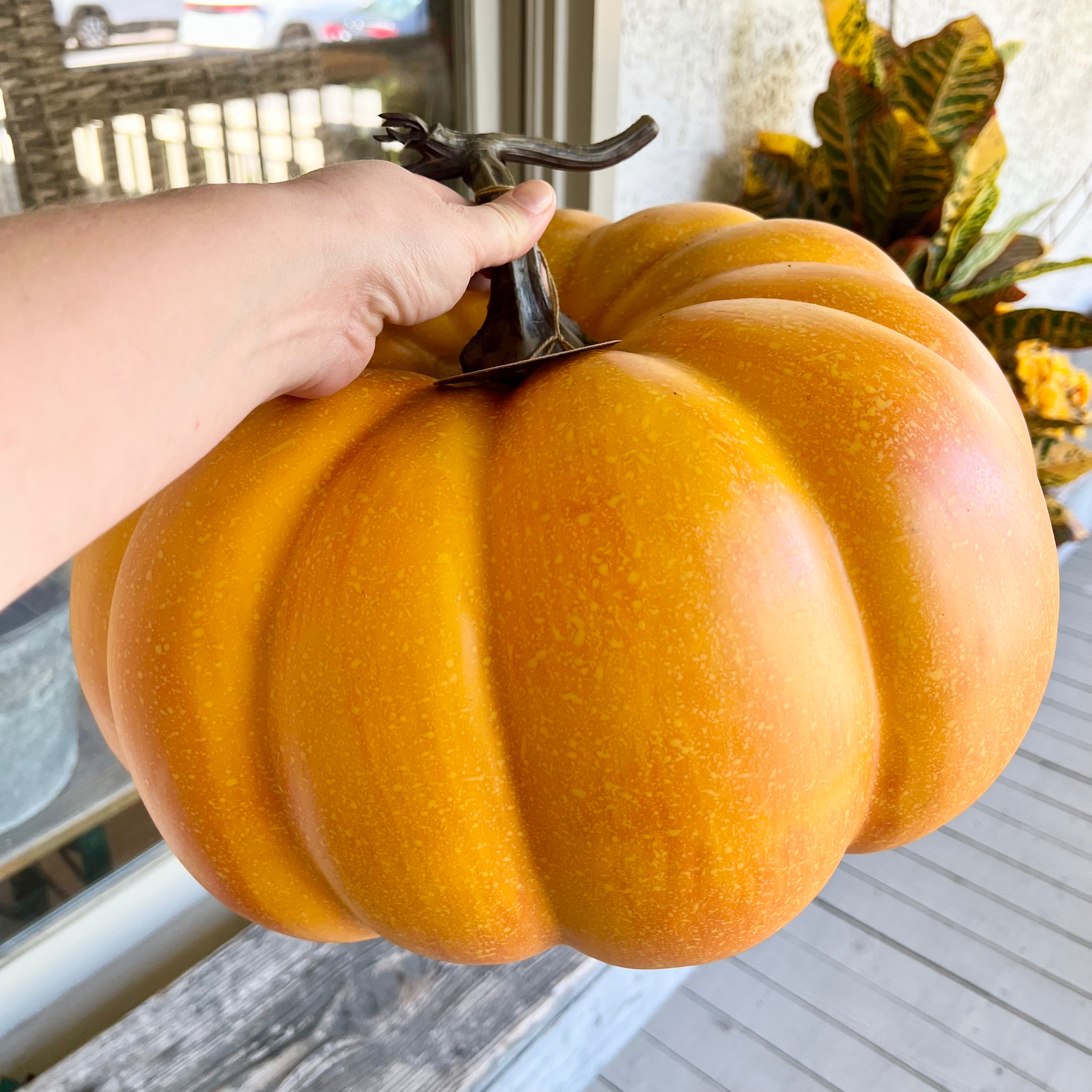 Orange and Yellow Speckled Faux Pumpkin Large