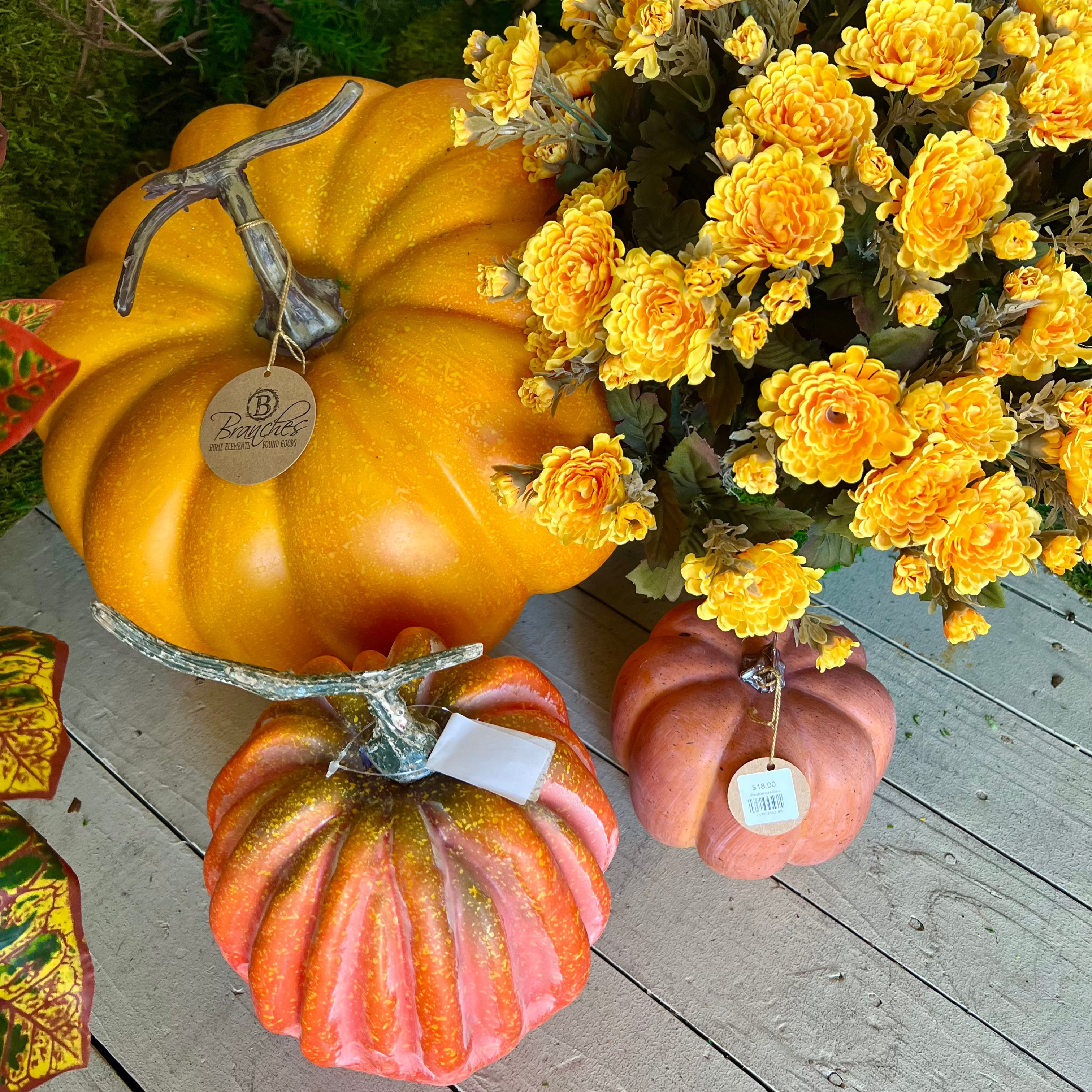 Orange and Yellow Speckled Faux Pumpkin Large