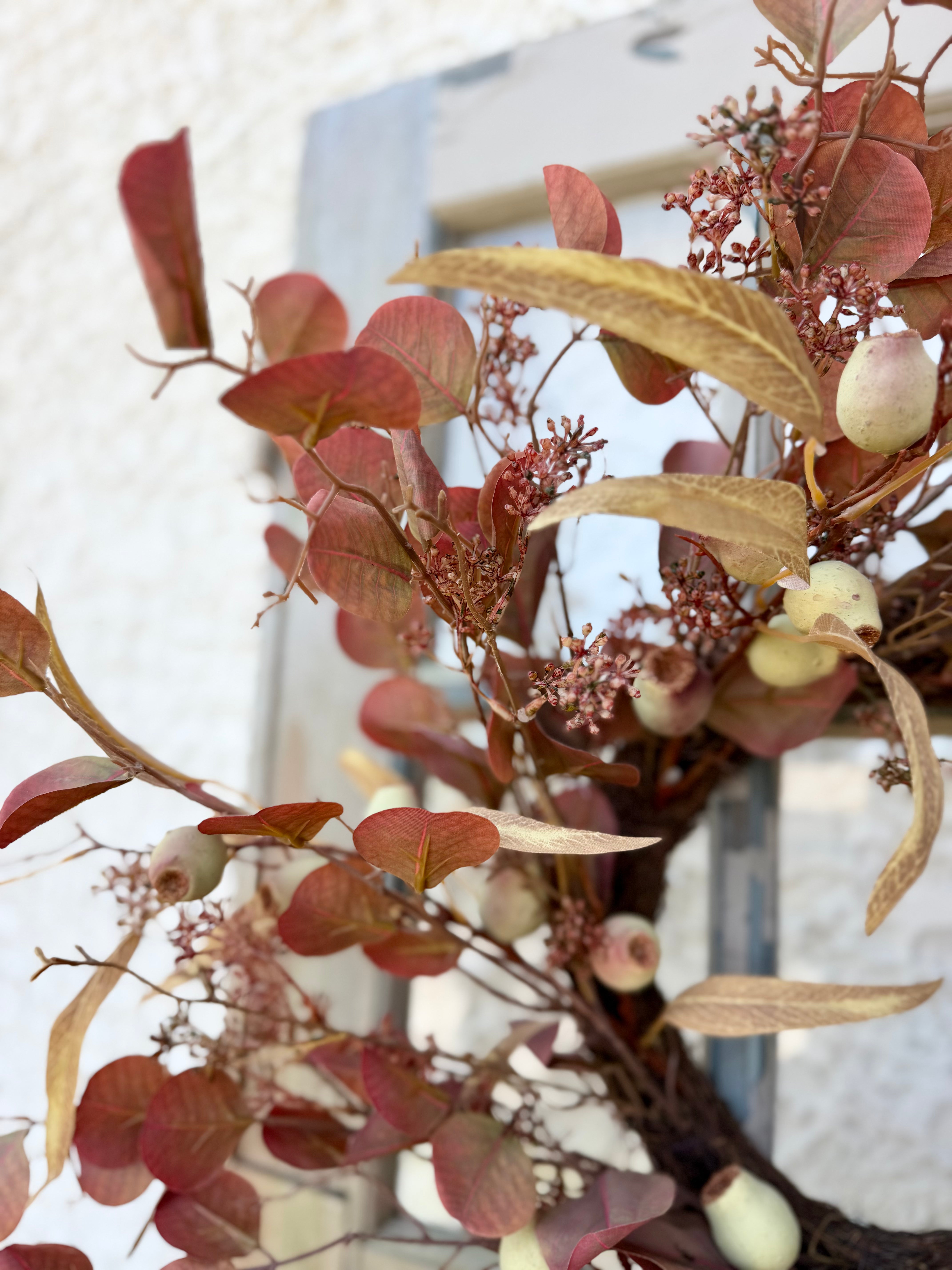 Wine Eucalyptus and Pod Wreath 24" D