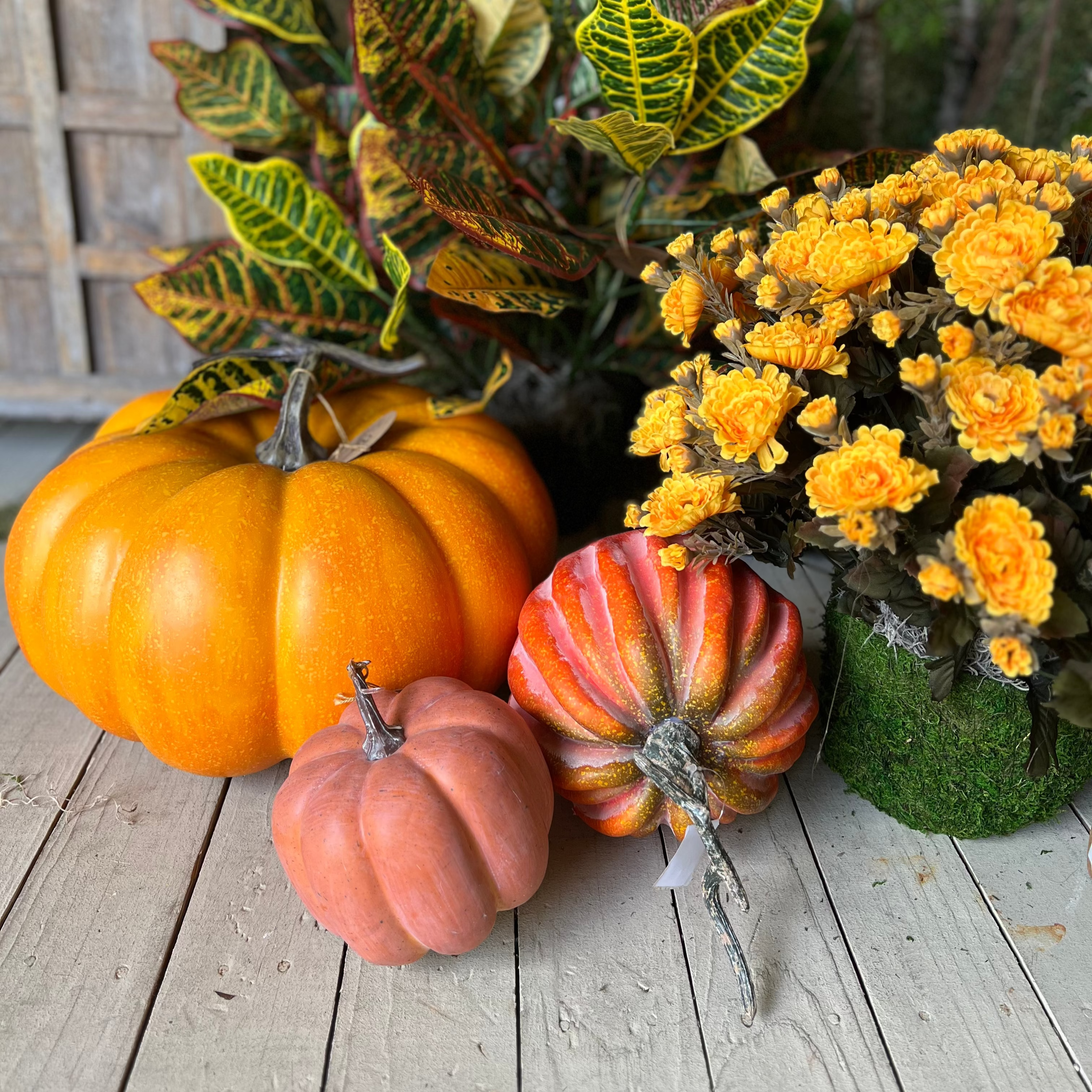 Orange and Yellow Speckled Faux Pumpkin Large