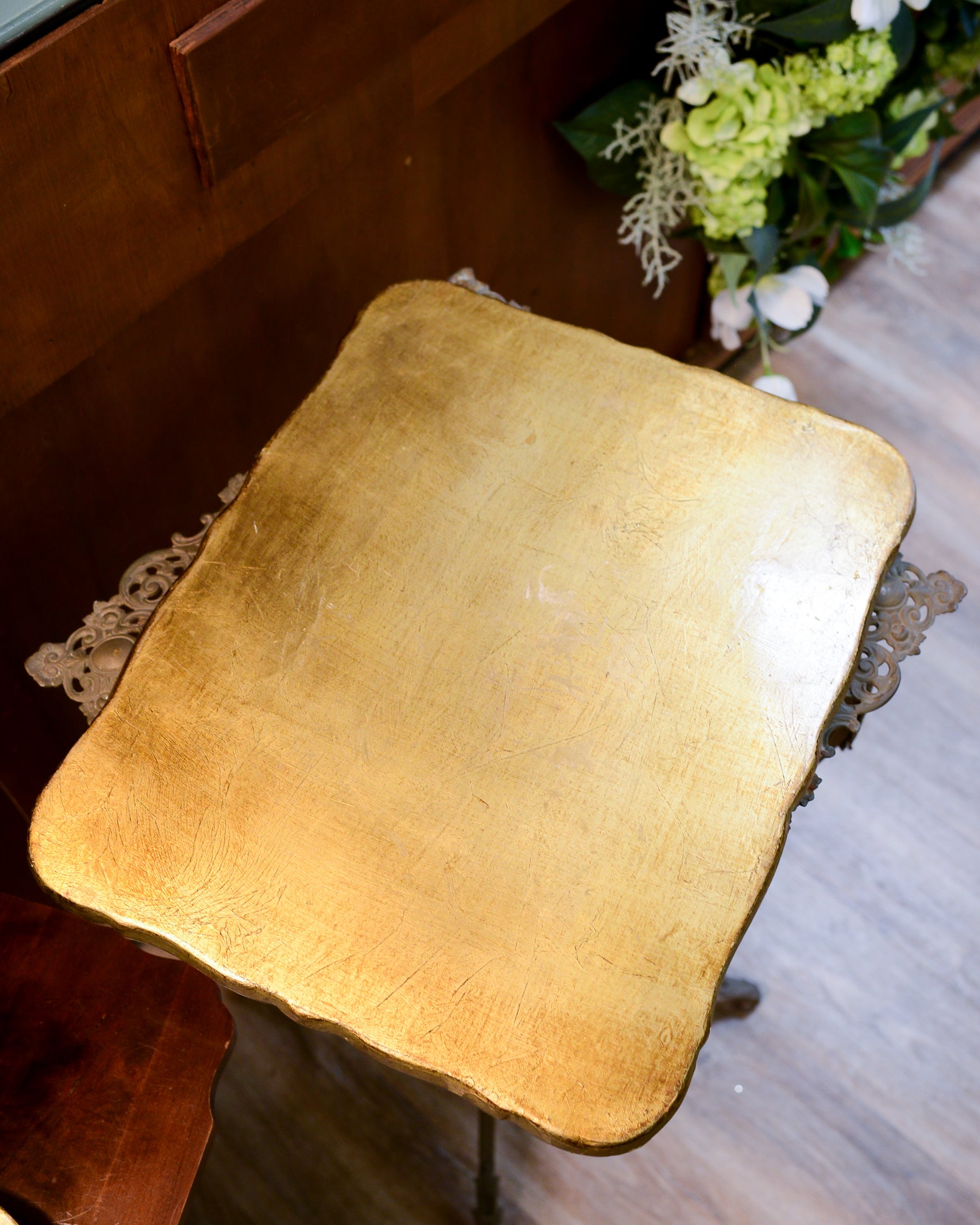 Vintage Italian Florentine Merlot and Gold Large Tray