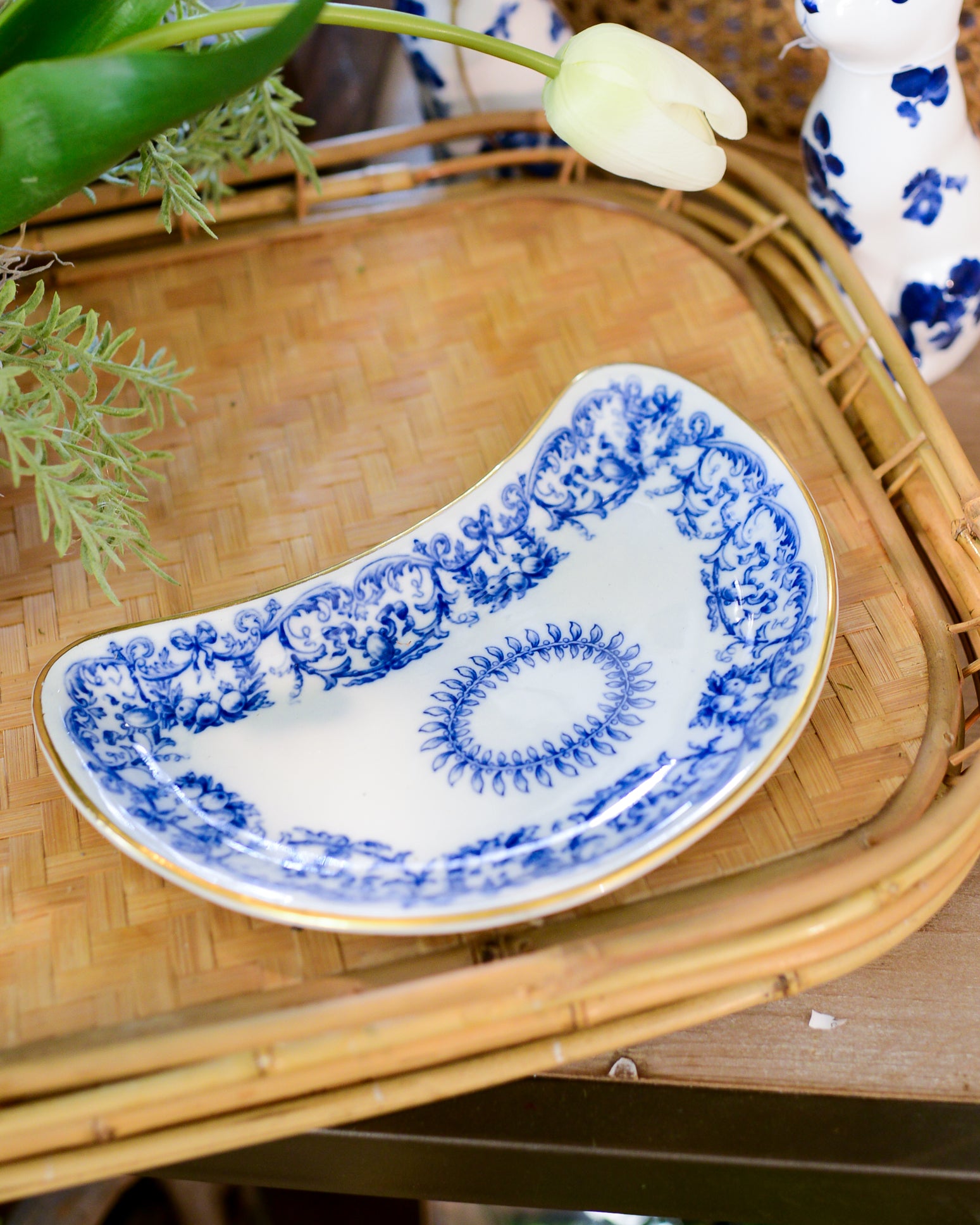 Cauldon Flow Blue Gold Trimmed Bone Plate