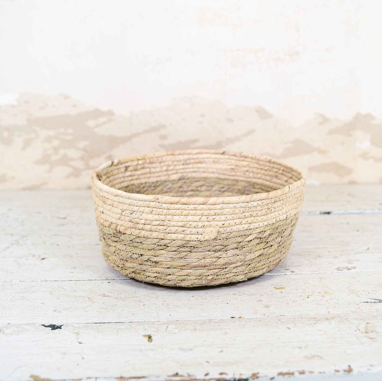 Two-Toned Tan Woven Basket Dish Garden Planter Large