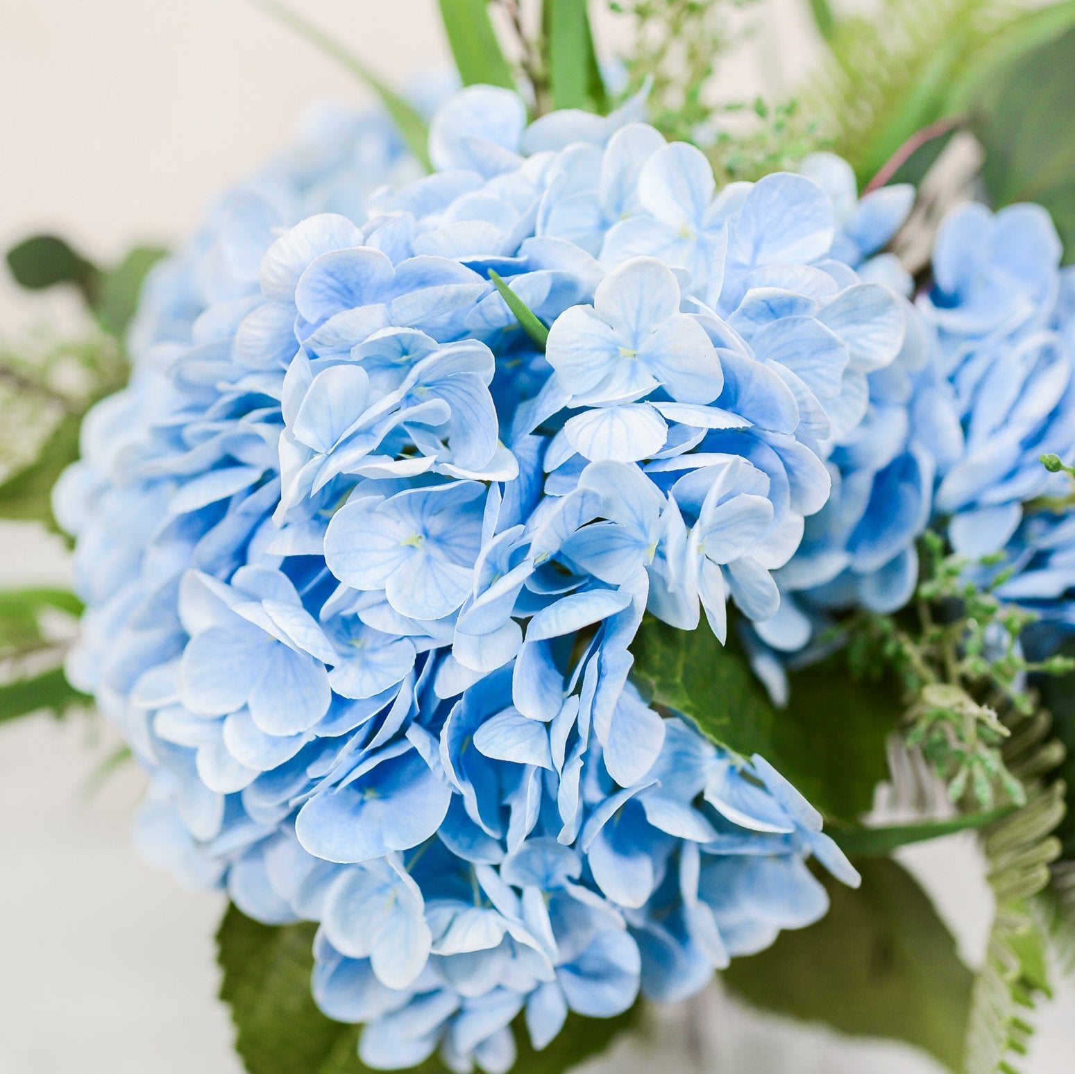 Real Touch Triple Blue Hydrangea Bouquet Drop In