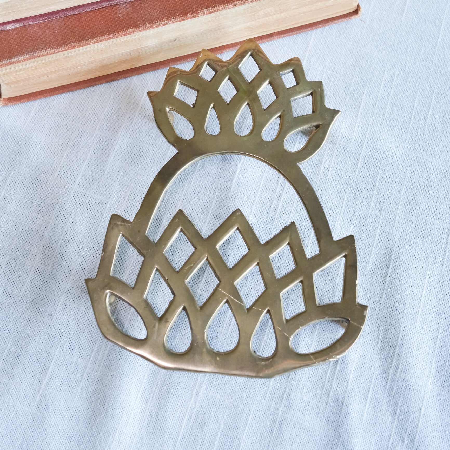Vintage Solid Brass Pineapple Trivet