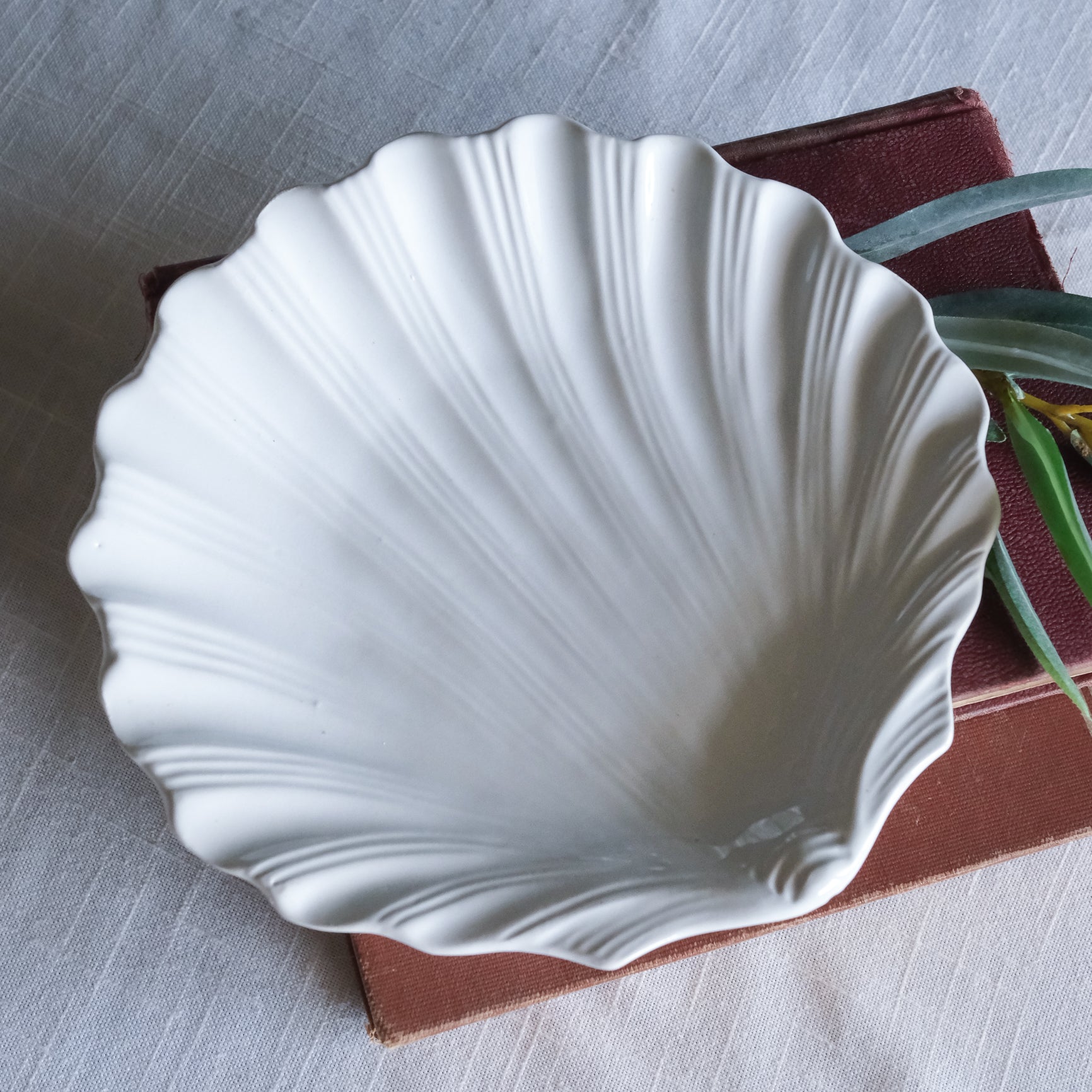 Glazed White Ceramic Shell Dish Made in Italy