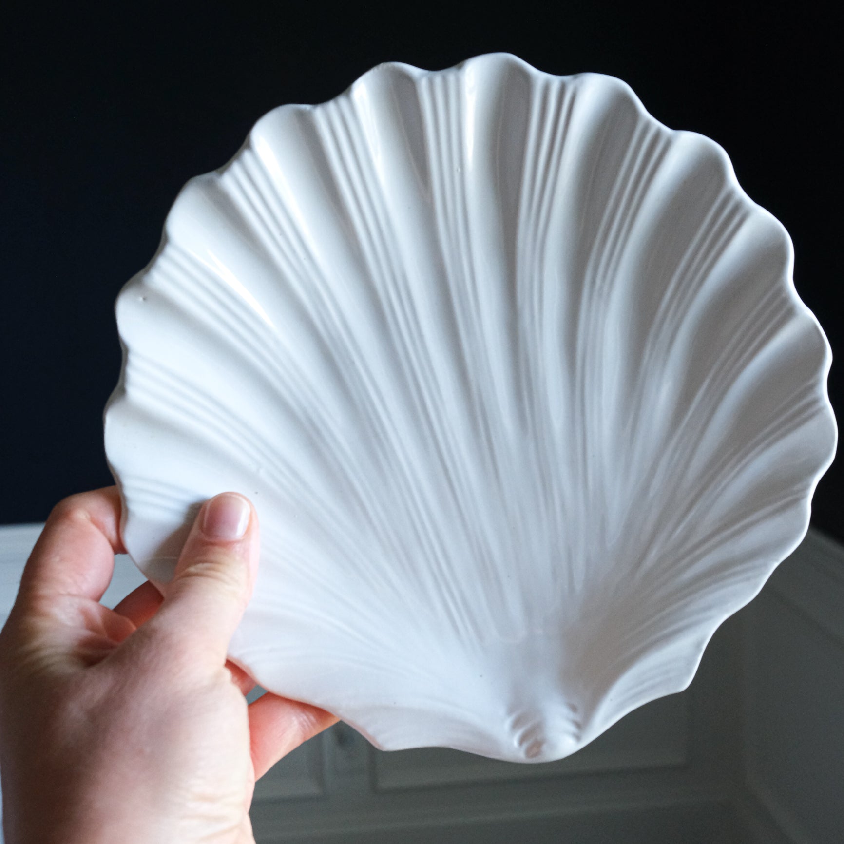 Glazed White Ceramic Shell Dish Made in Italy