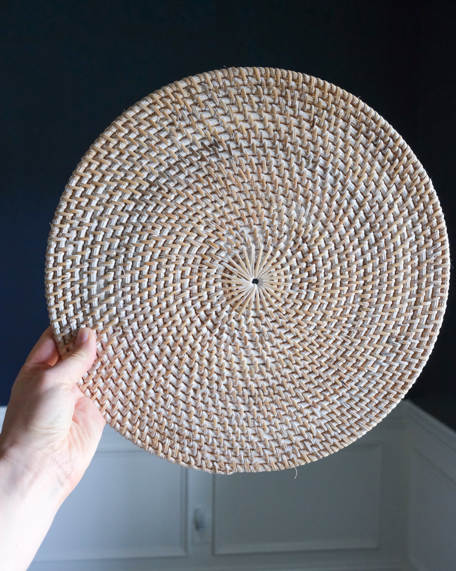 Straw White Washed Round Placemats Serving Mat Set of 4