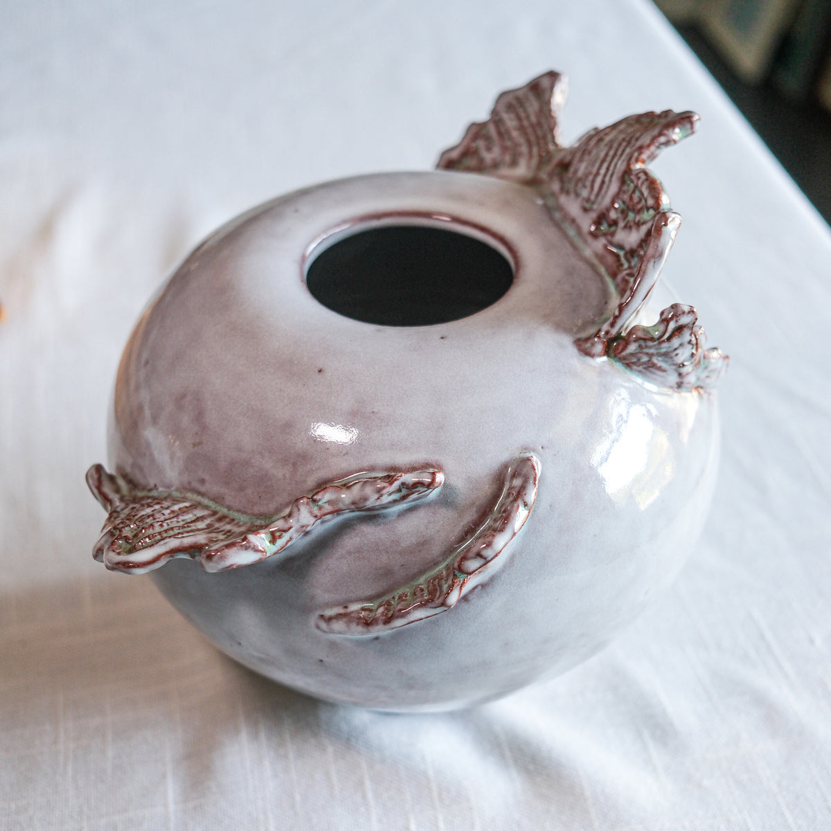 Glazed Ceramic Leftwich Pottery Handmade Wave Scale 3D Vase