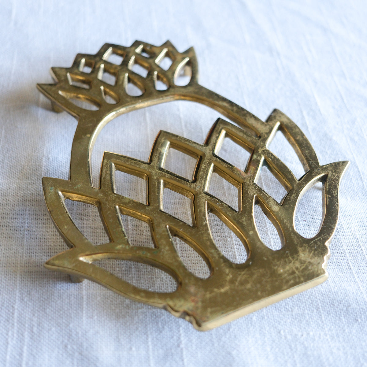 Vintage Virginia Metalcrafters Solid Brass "Newport Pineapple" Trivet c. 1976