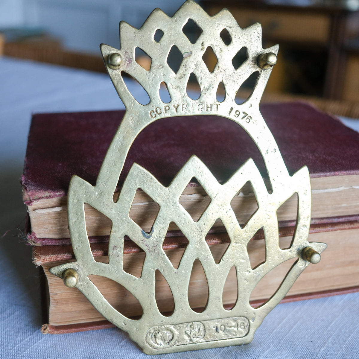 Vintage Virginia Metalcrafters Solid Brass "Newport Pineapple" Trivet c. 1976