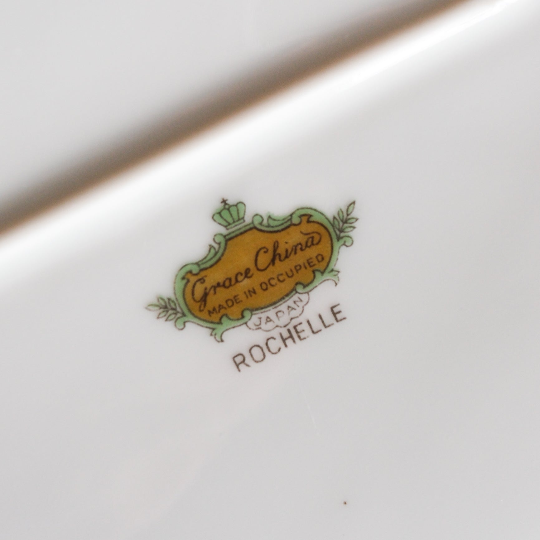 Grace China Rochelle Large Oval Serving Platter Pink Magnolia Floral Design with Gold Trimmed Handles