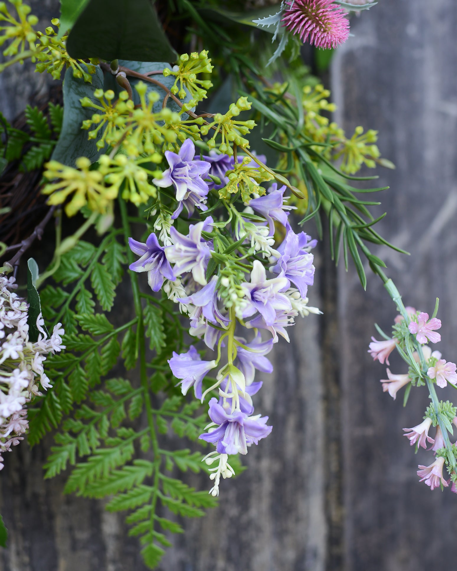 Snowball Thistle Fern Wreath