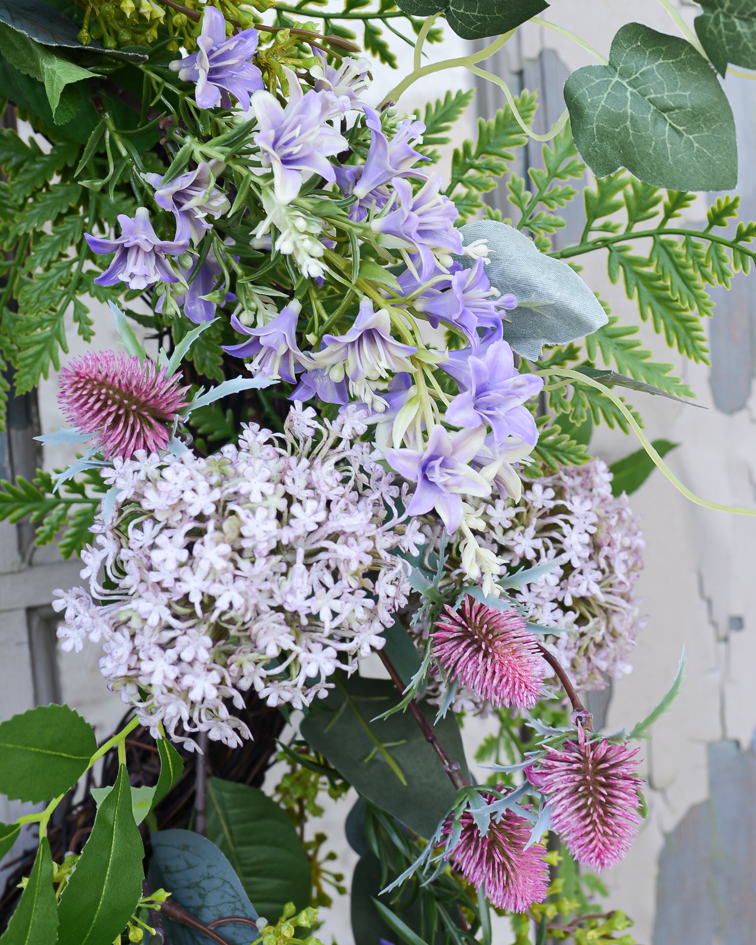 Snowball Thistle Fern Wreath