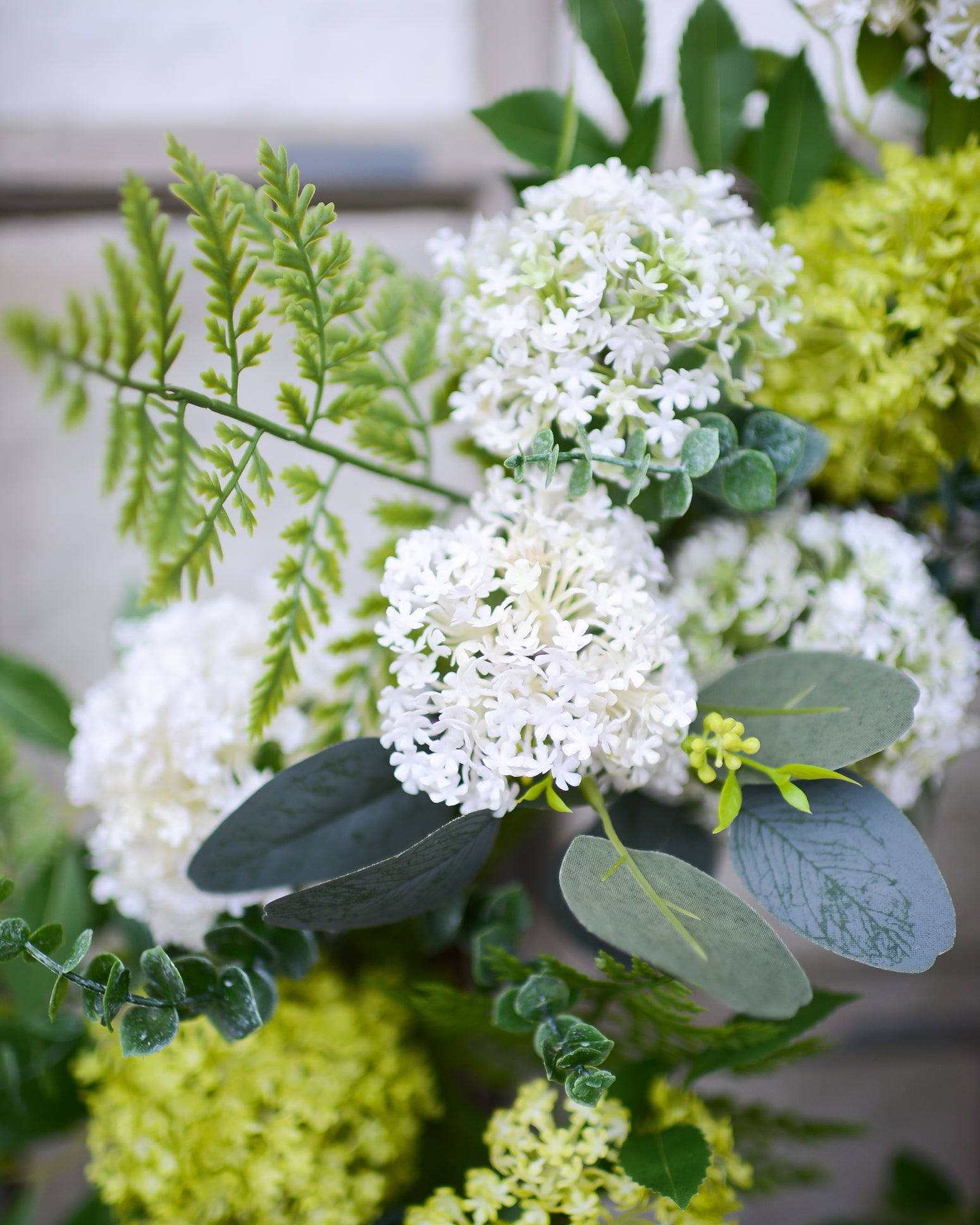Snowball Cream & Yellow Fern Wreath