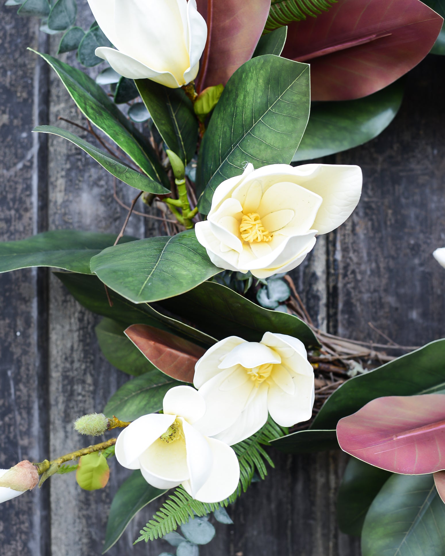 White Saucer Magnolia Wreath