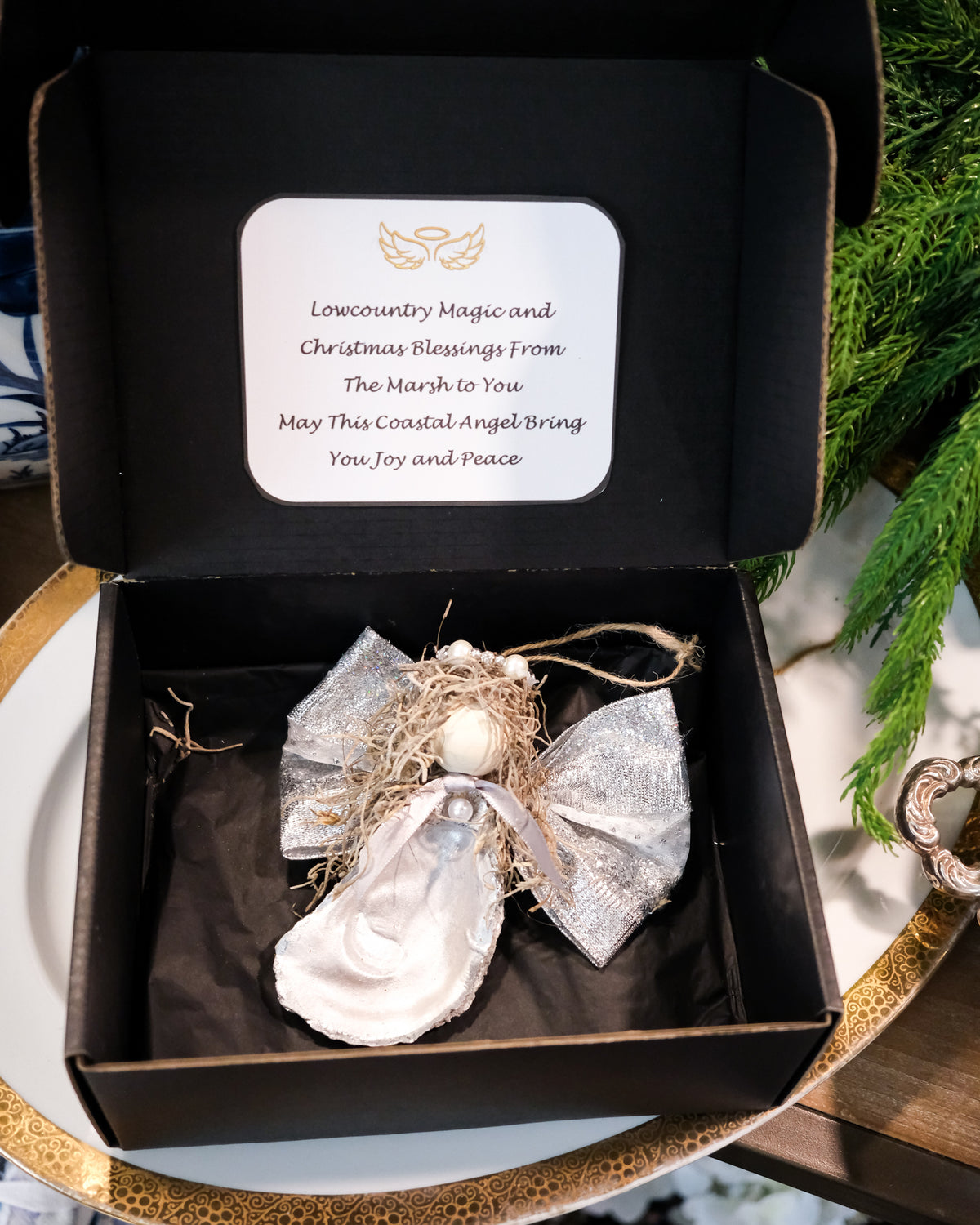 Silver Oyster Shell Angel Handmade Ornament