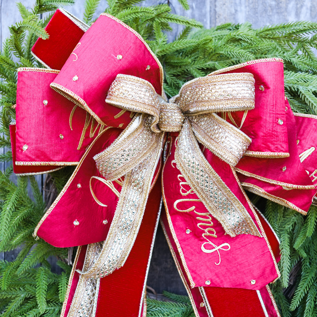Merry Christmas and Gold Luxe Hand-Tied Bow