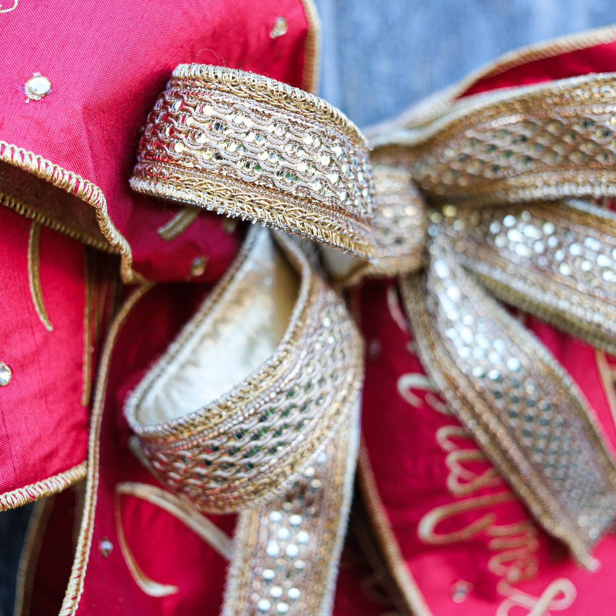 Merry Christmas and Gold Luxe Hand-Tied Bow