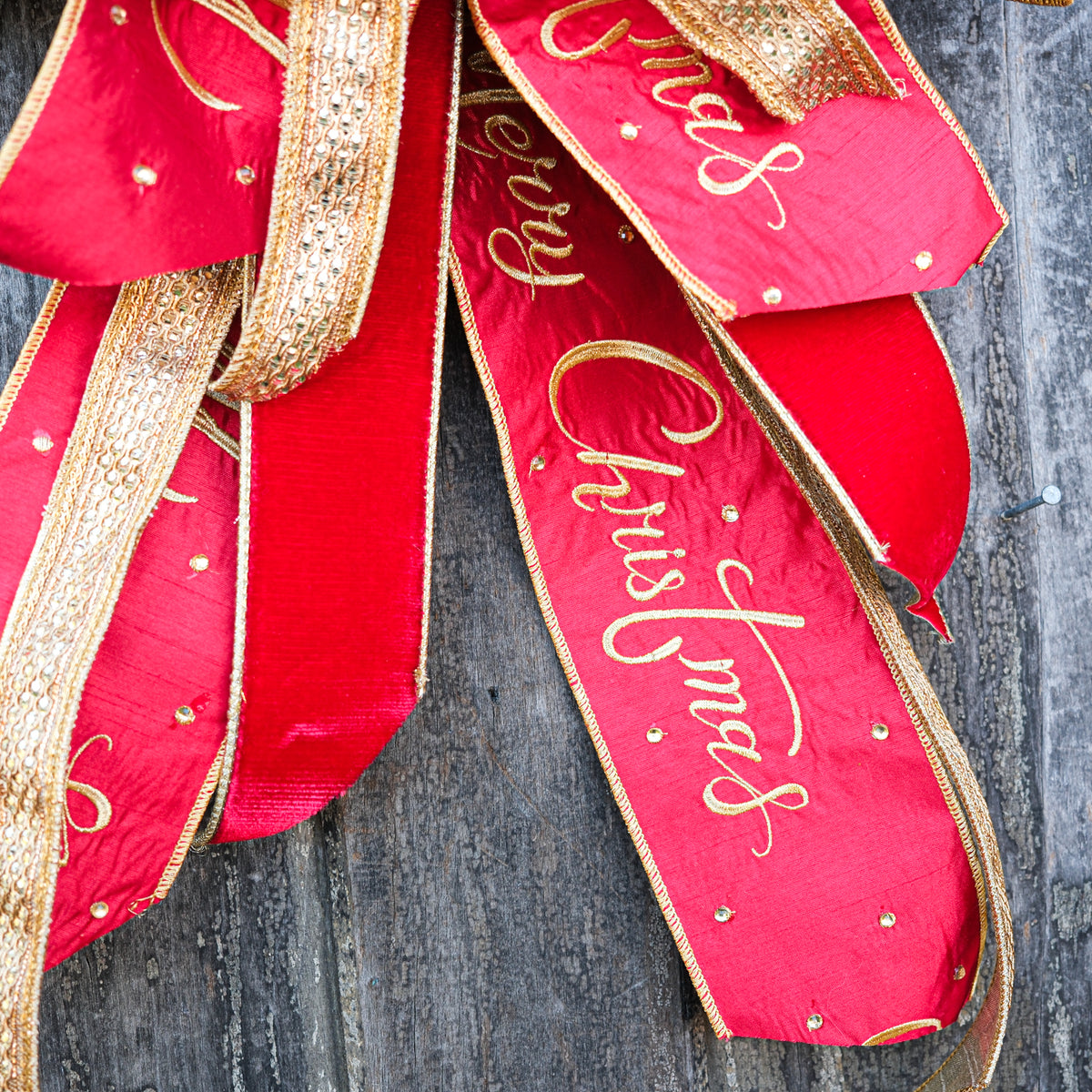 Merry Christmas and Gold Luxe Hand-Tied Bow
