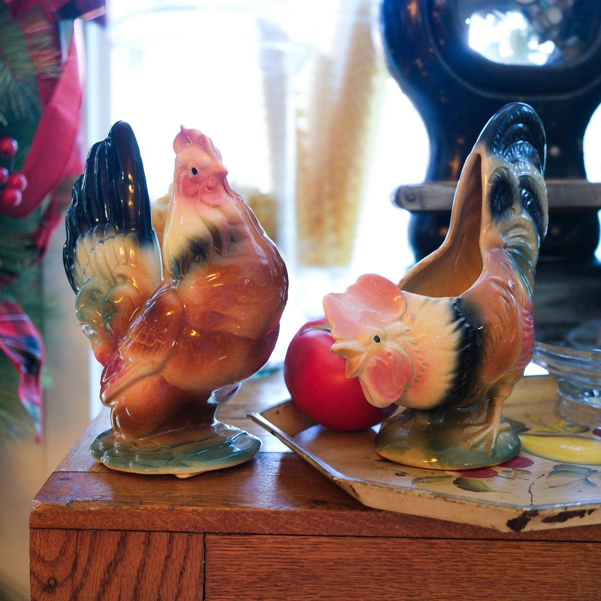 Pair of Vintage Royal Copley Roosters