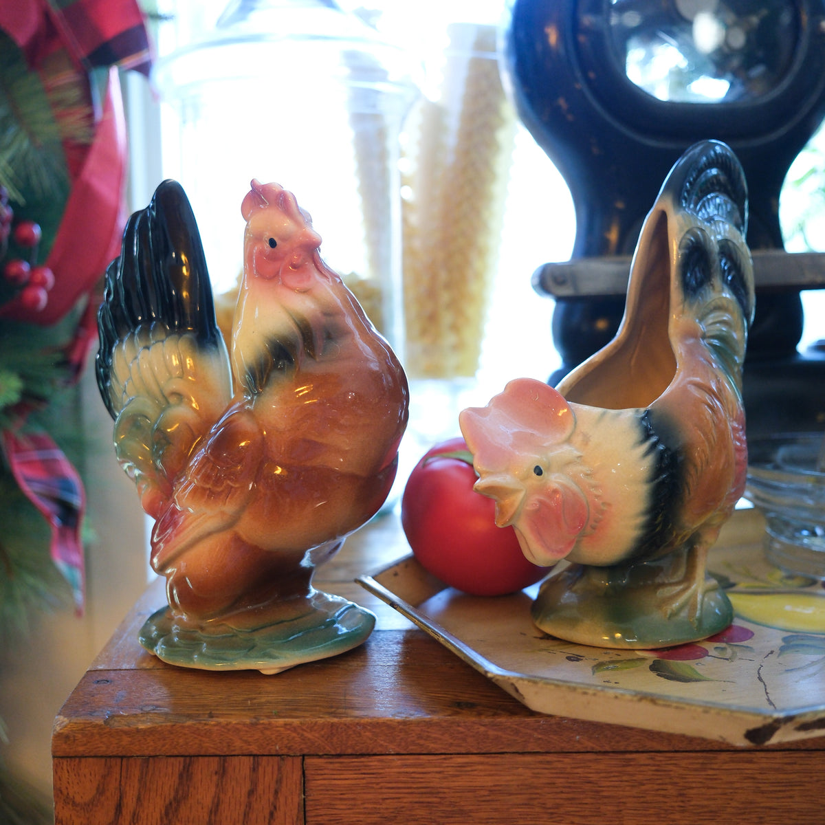 Pair of Vintage Royal Copley Roosters