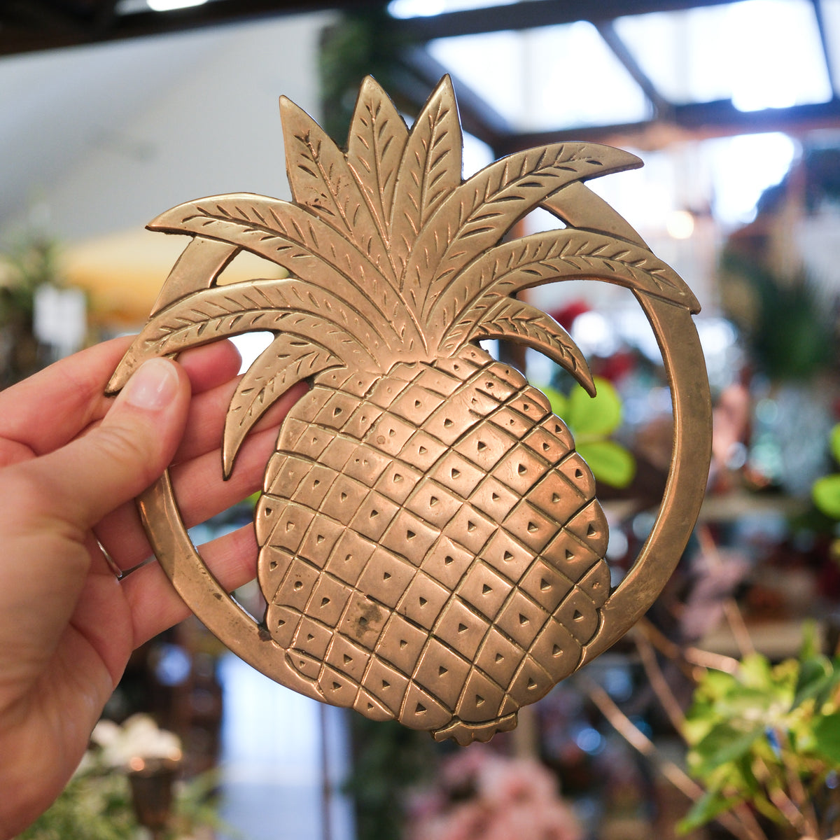 Brass Etched Pineapple Trivet