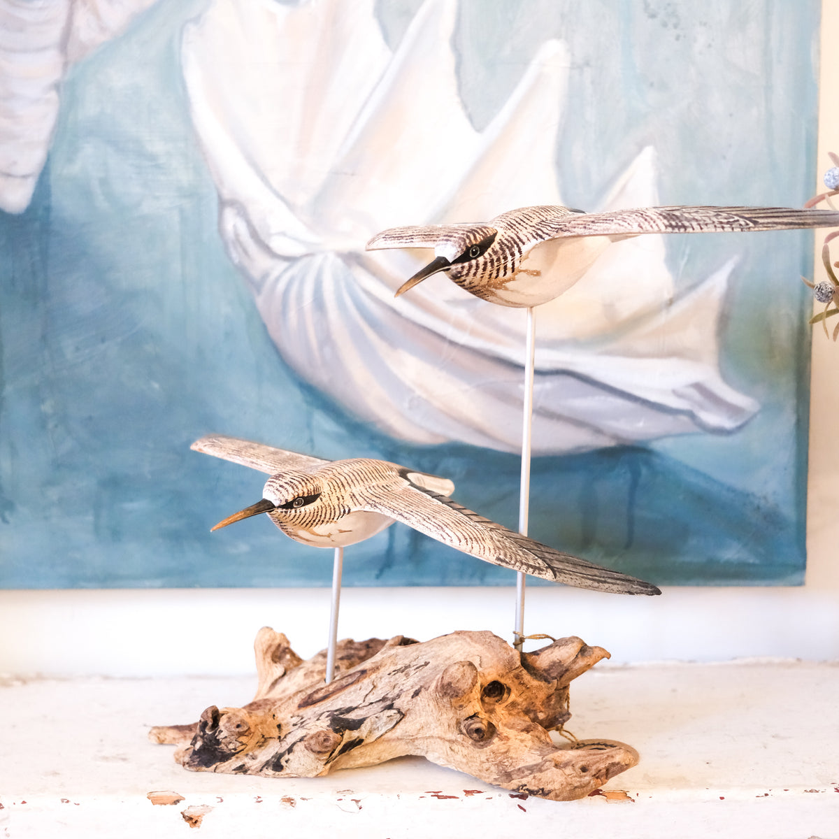 Gliding Sandpipers on Driftwood