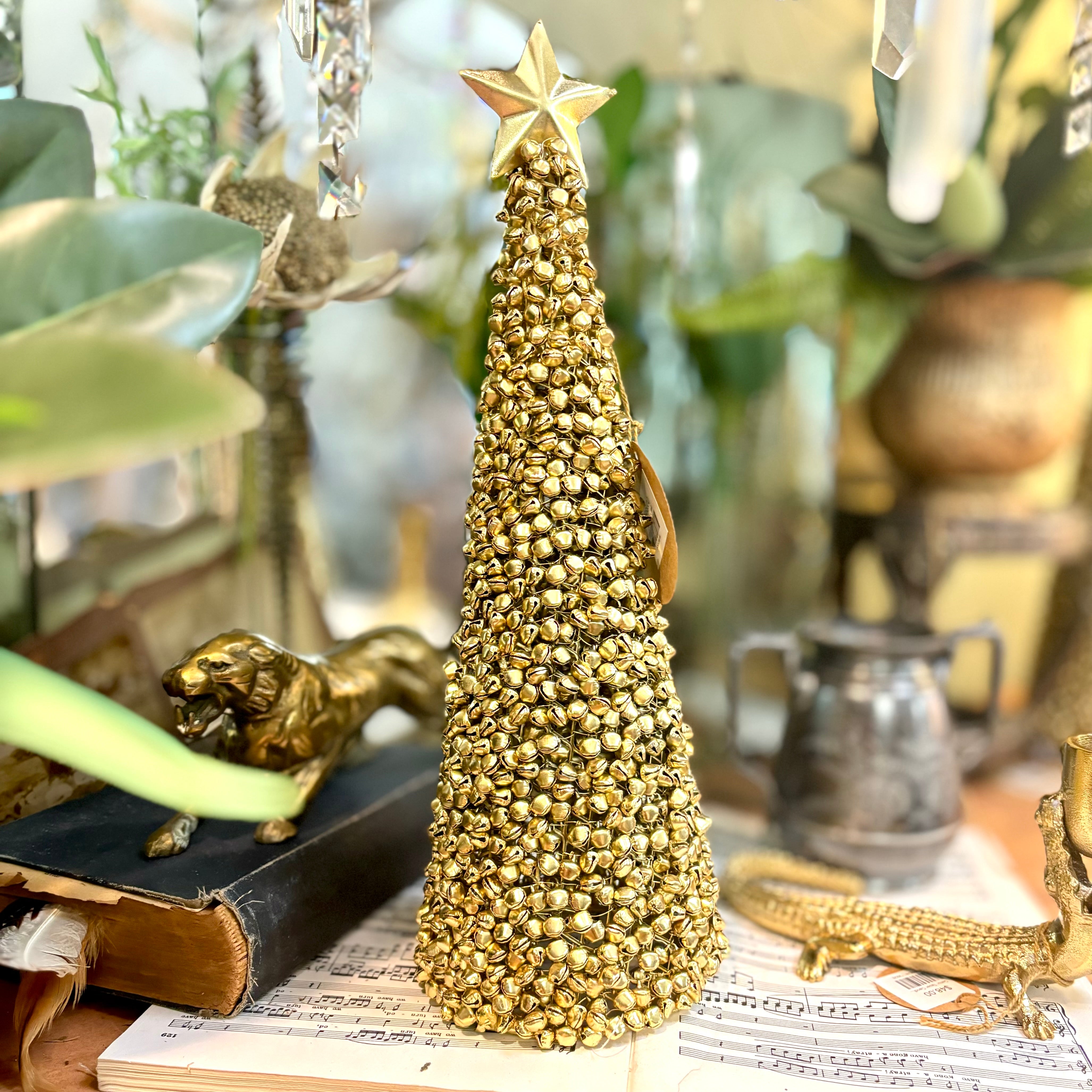 Gold Jingle Bell Tree with Star Short