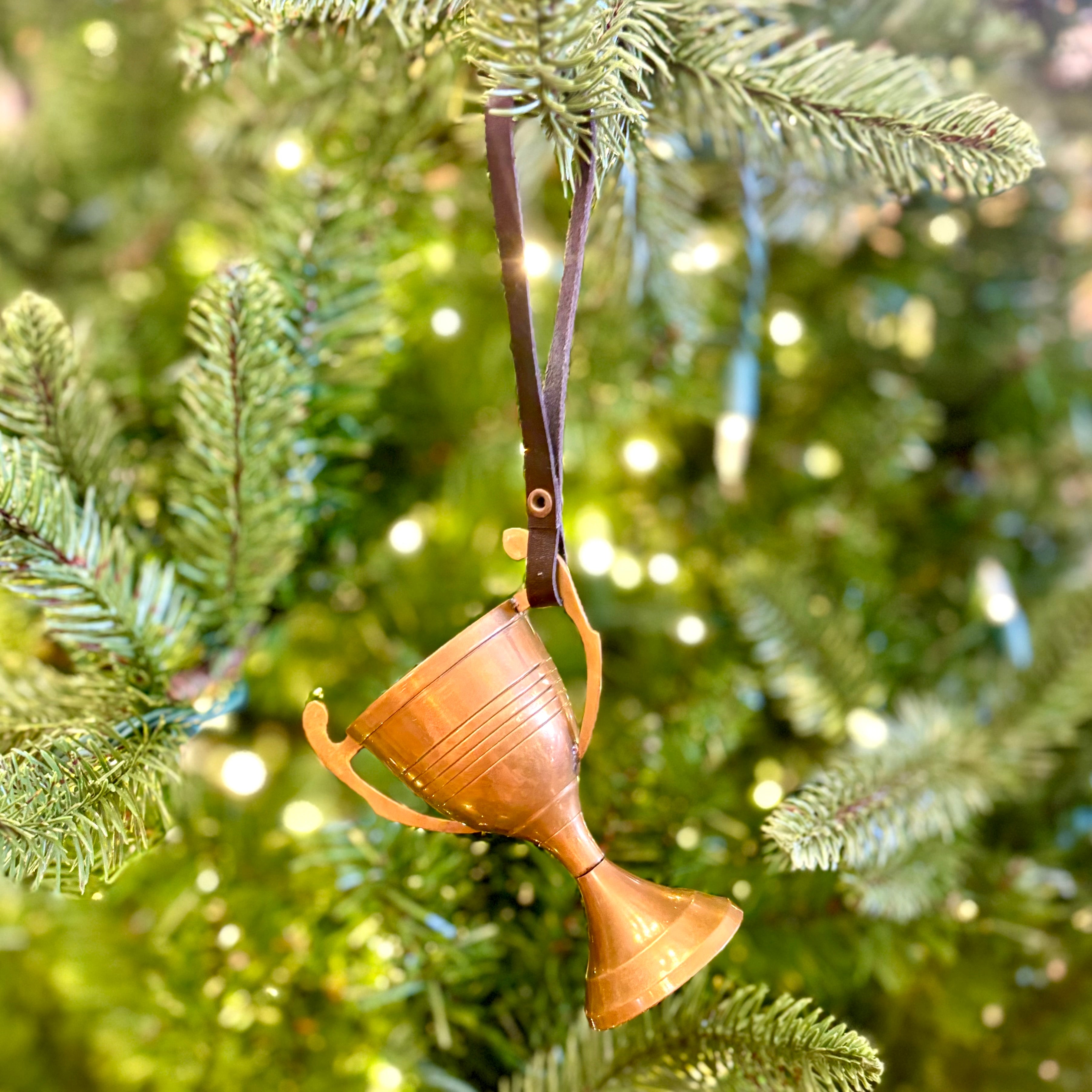 Brass Trophy with Leather Strap Ornament