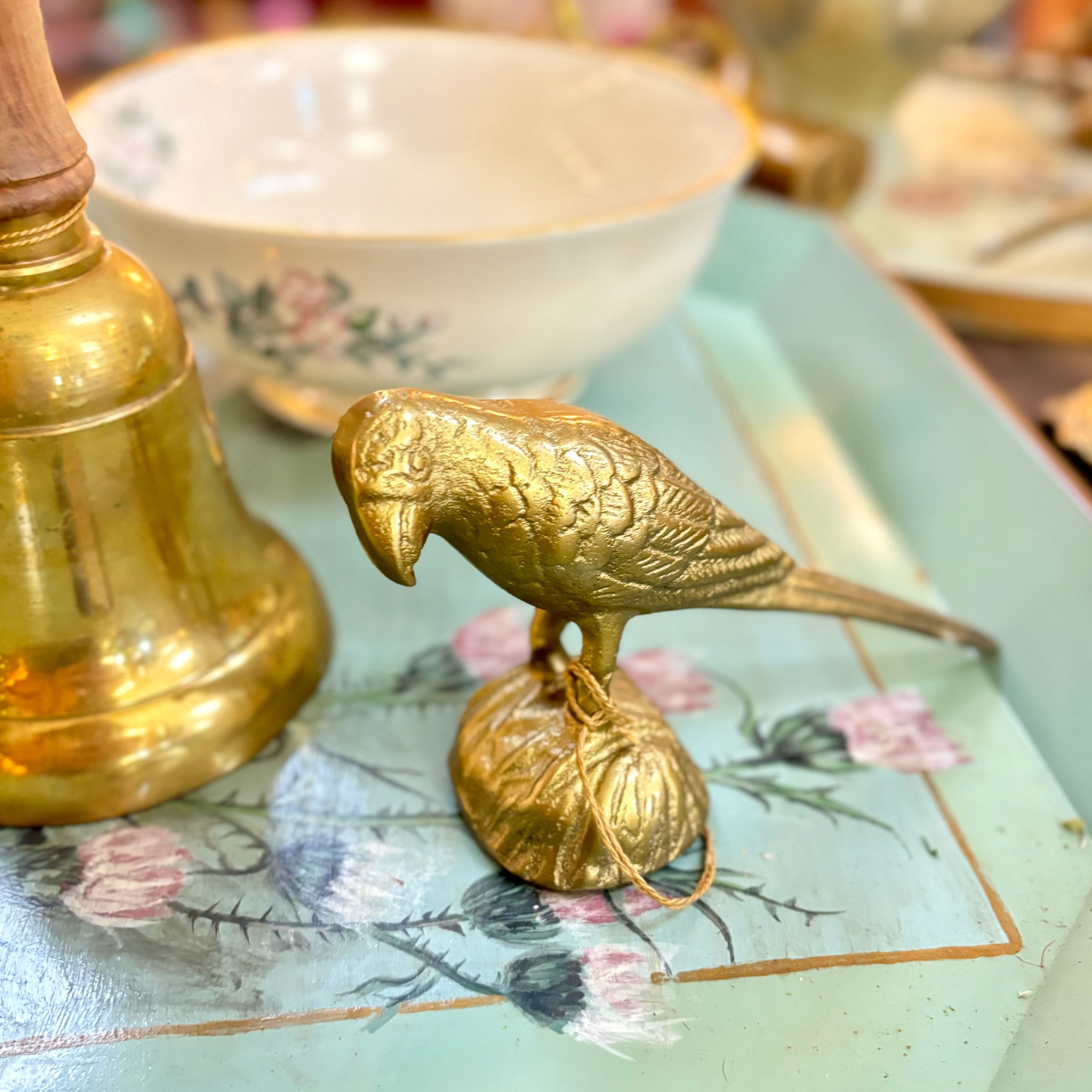 Cast Aluminum Antiqued Gold Finish Bird