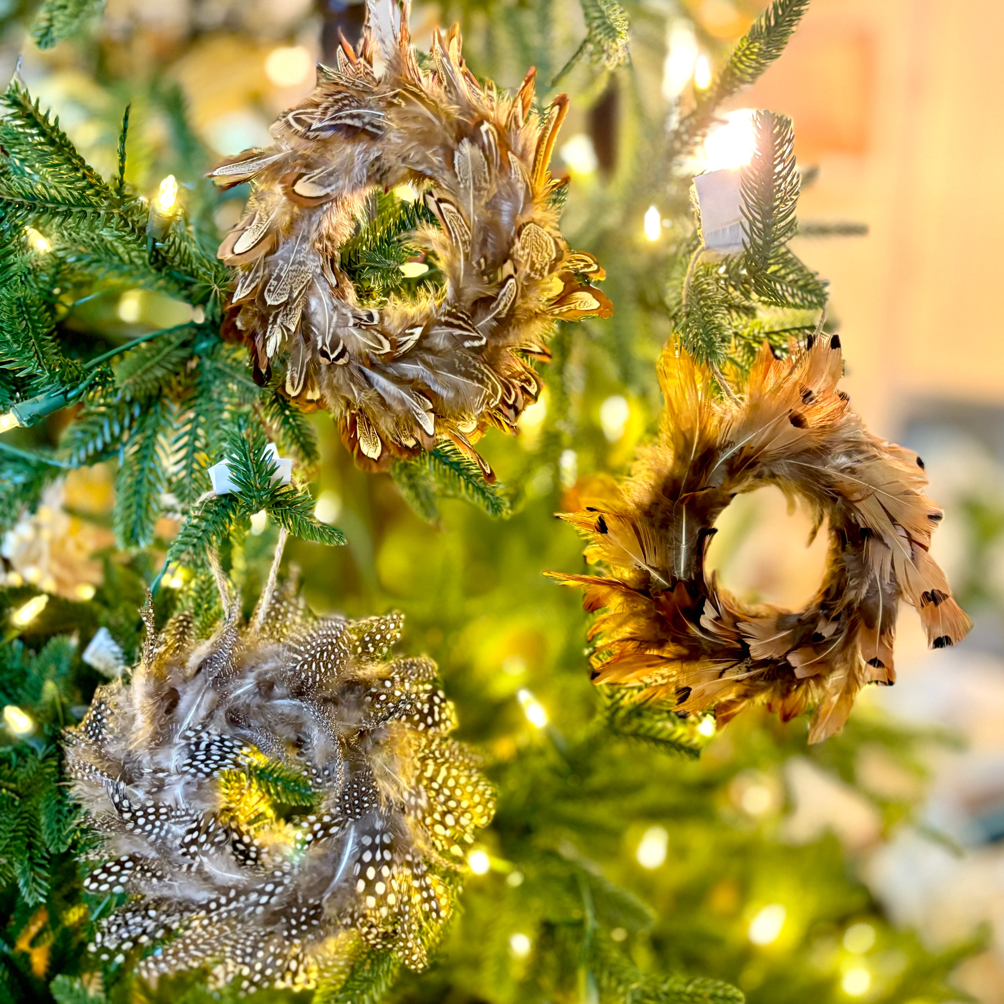 Pheasant Feather Wreath Ornament