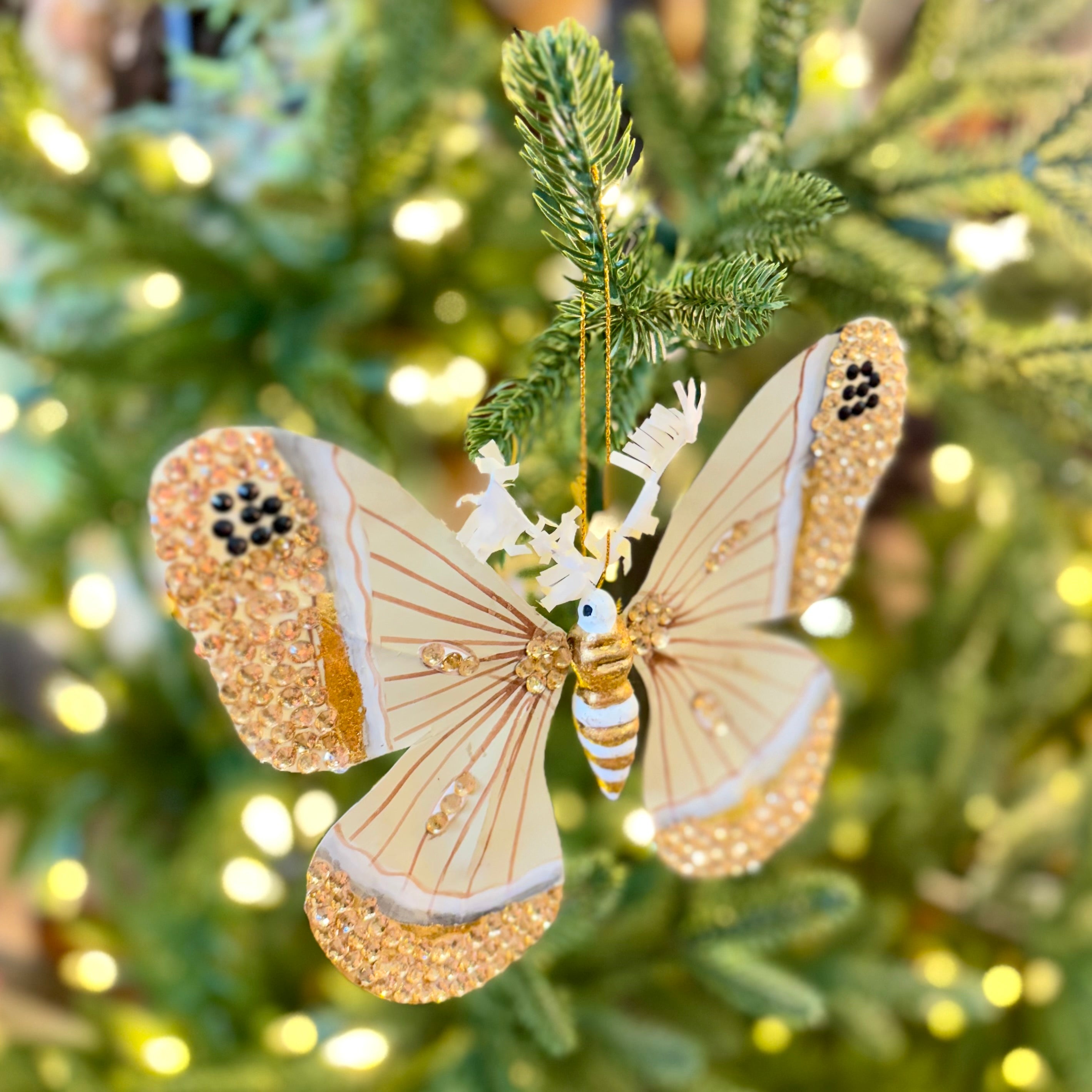 Jeweled Gold Paper Moth