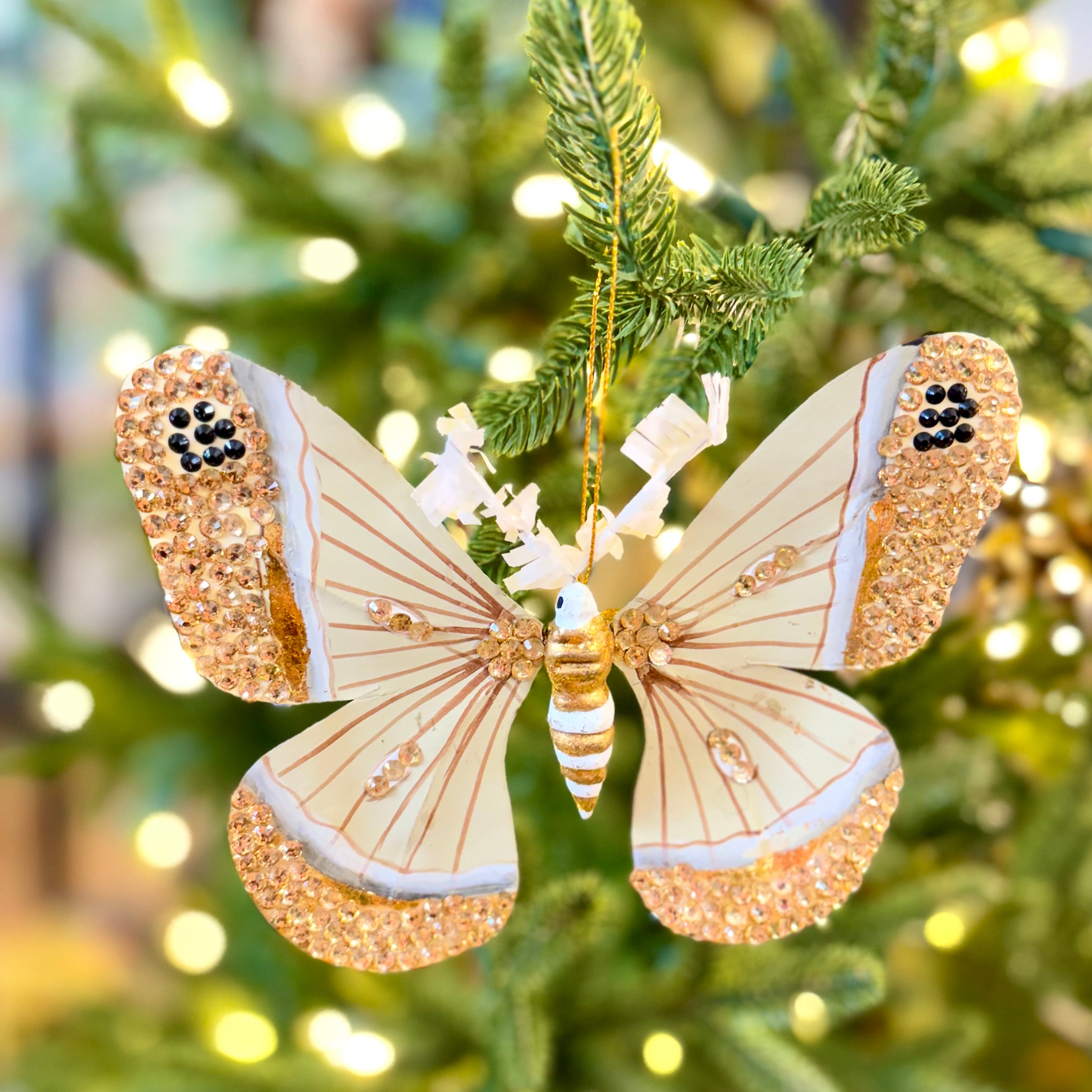 Jeweled Gold Paper Moth