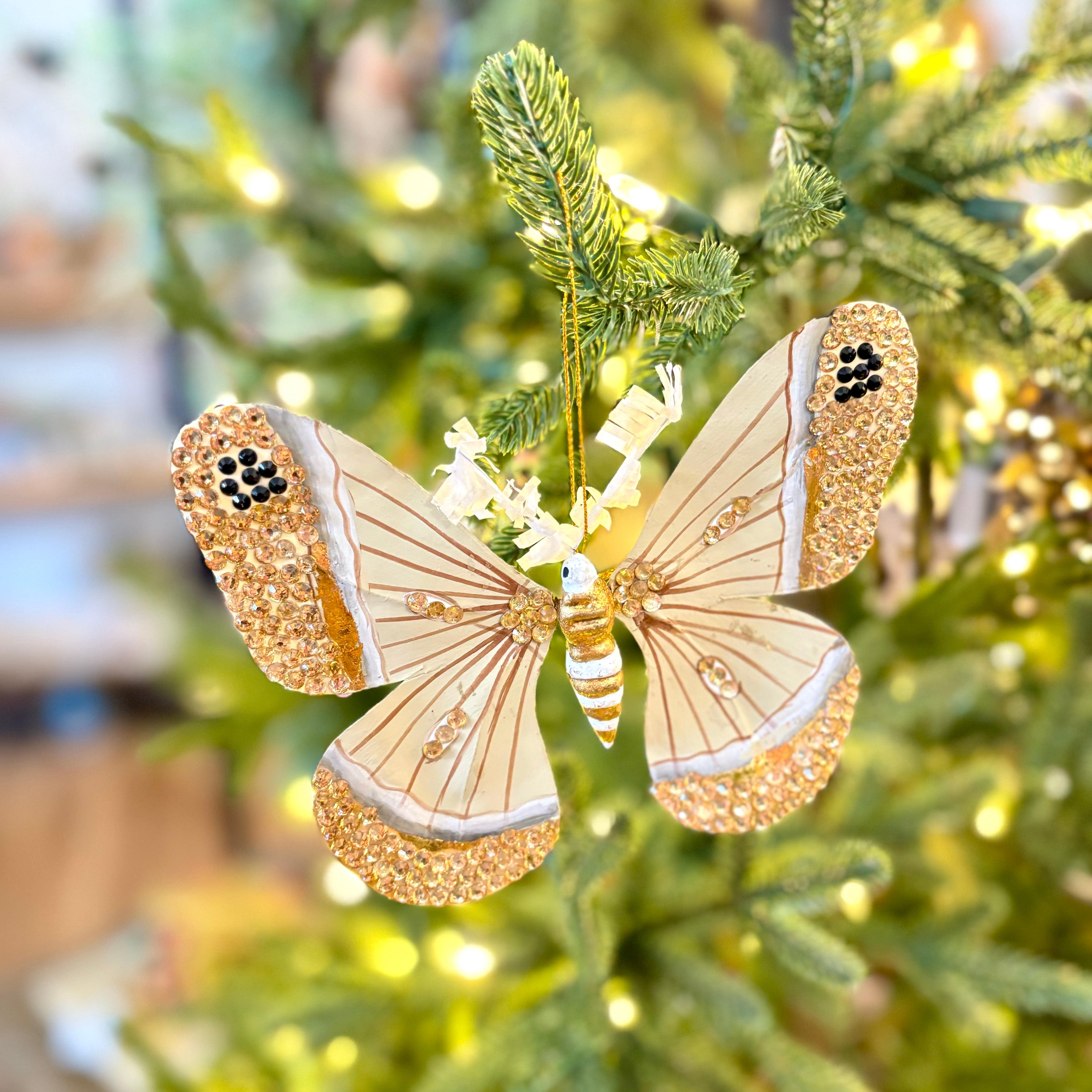 Jeweled Gold Paper Moth