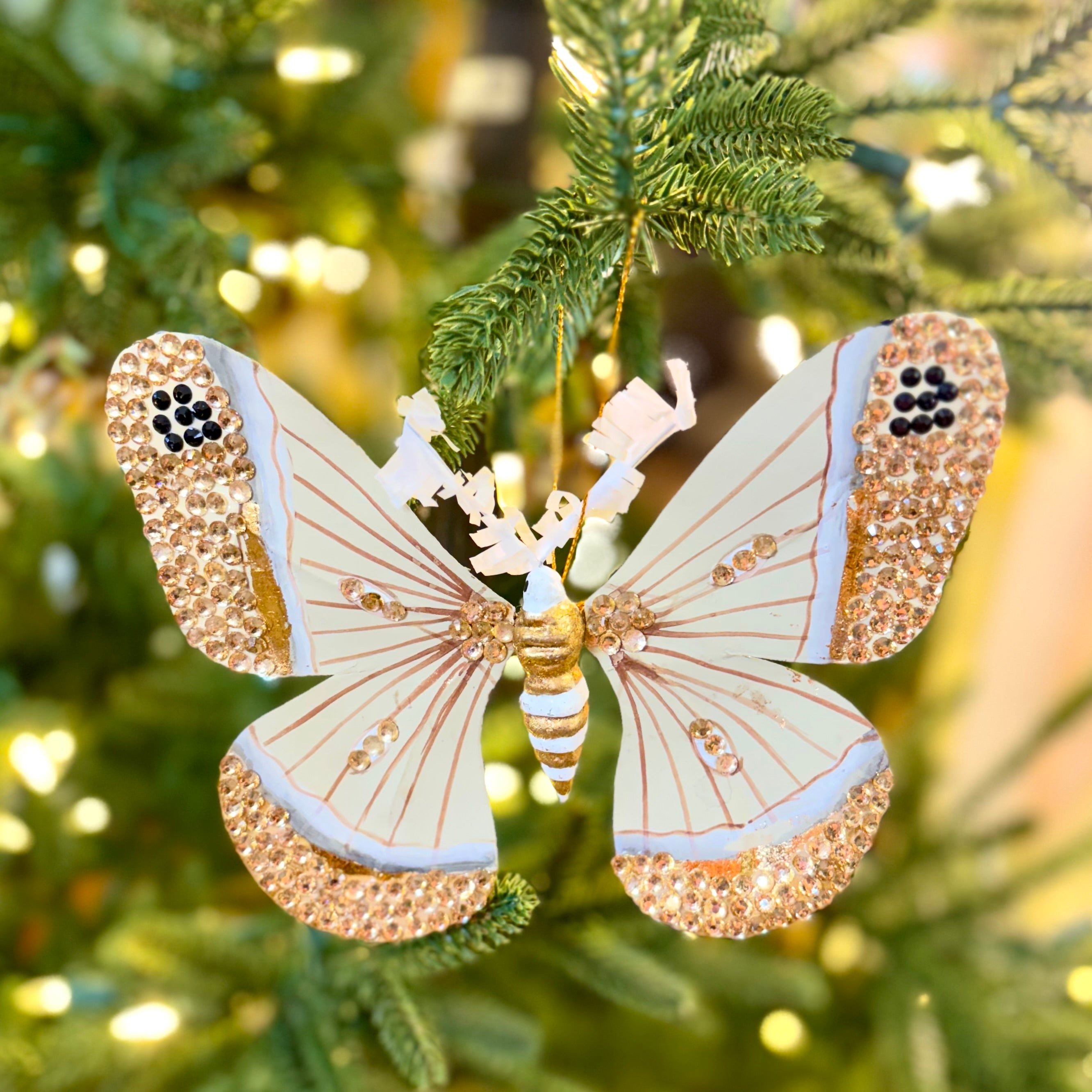 Jeweled Gold Paper Moth