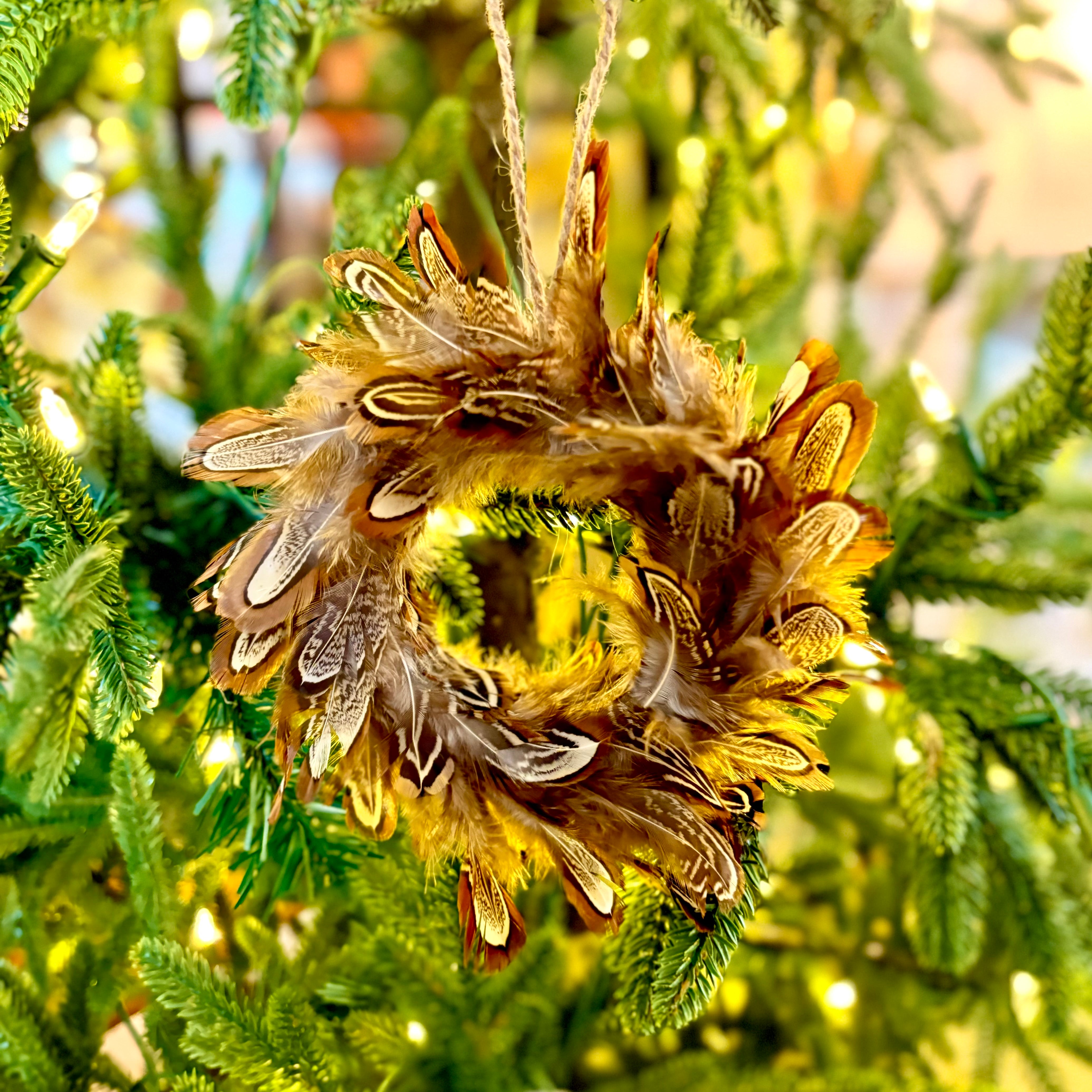 Pheasant Feather Wreath Ornament