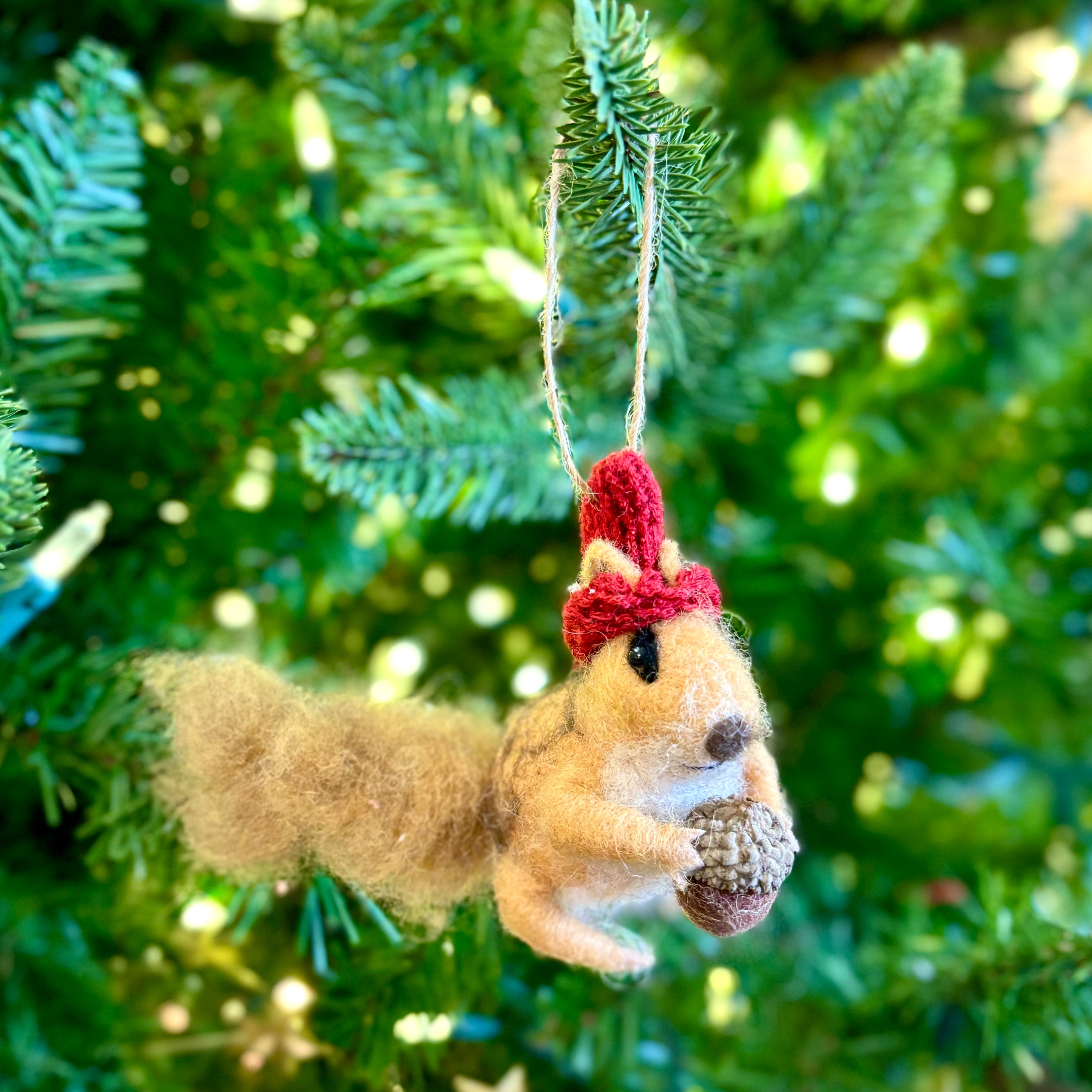 Wool Felt Holiday Squirrel With Acorn