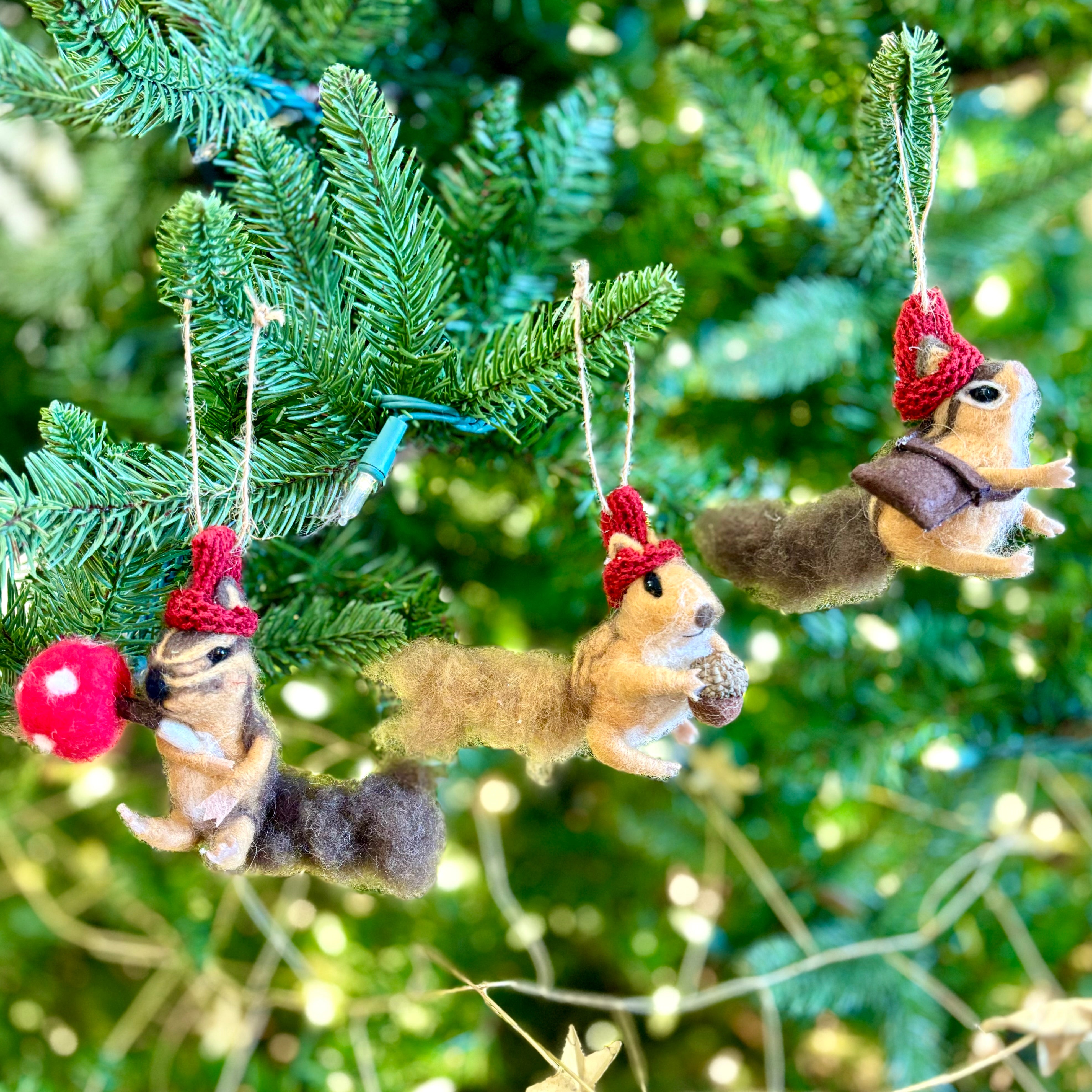 Wool Felt Holiday Squirrel With Acorn