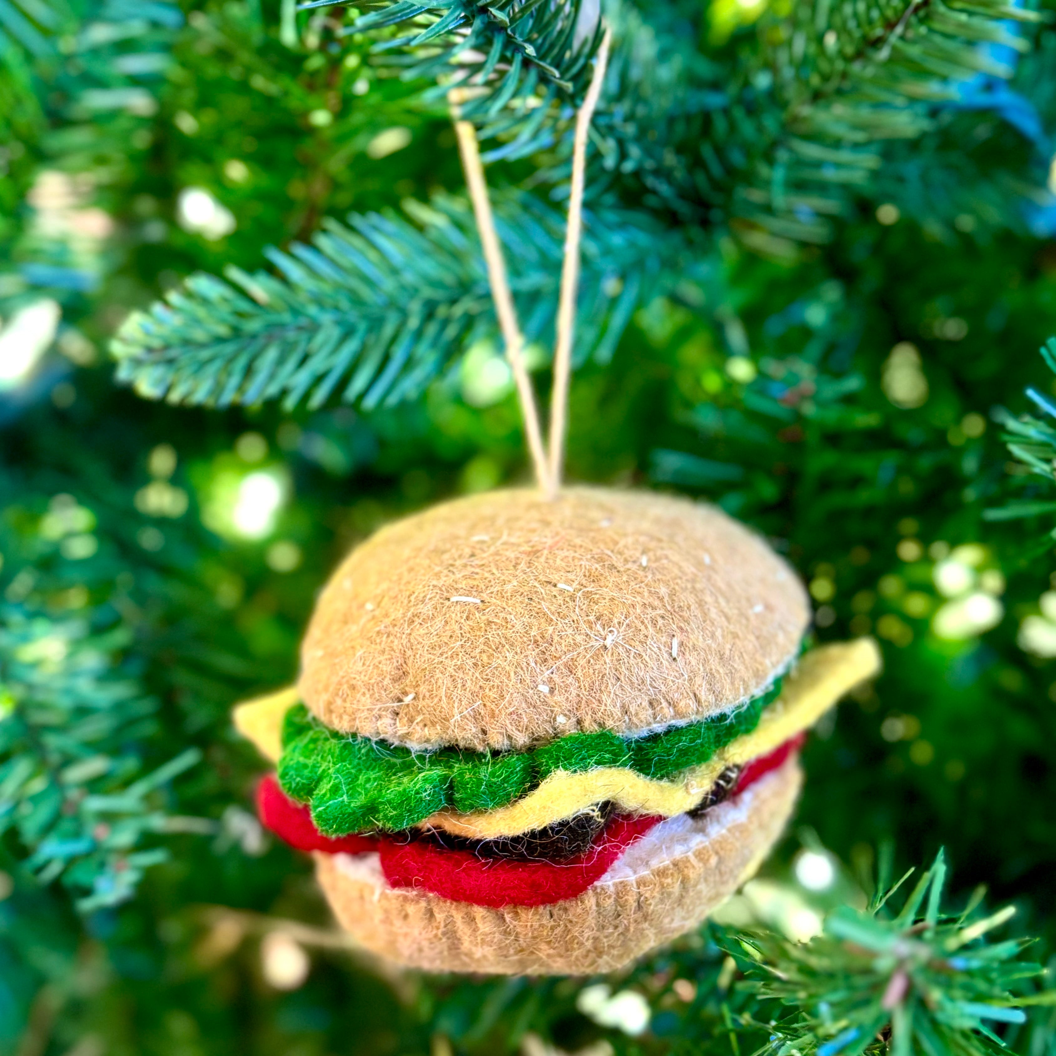 Felt Wool Handmade Cheeseburger Ornament