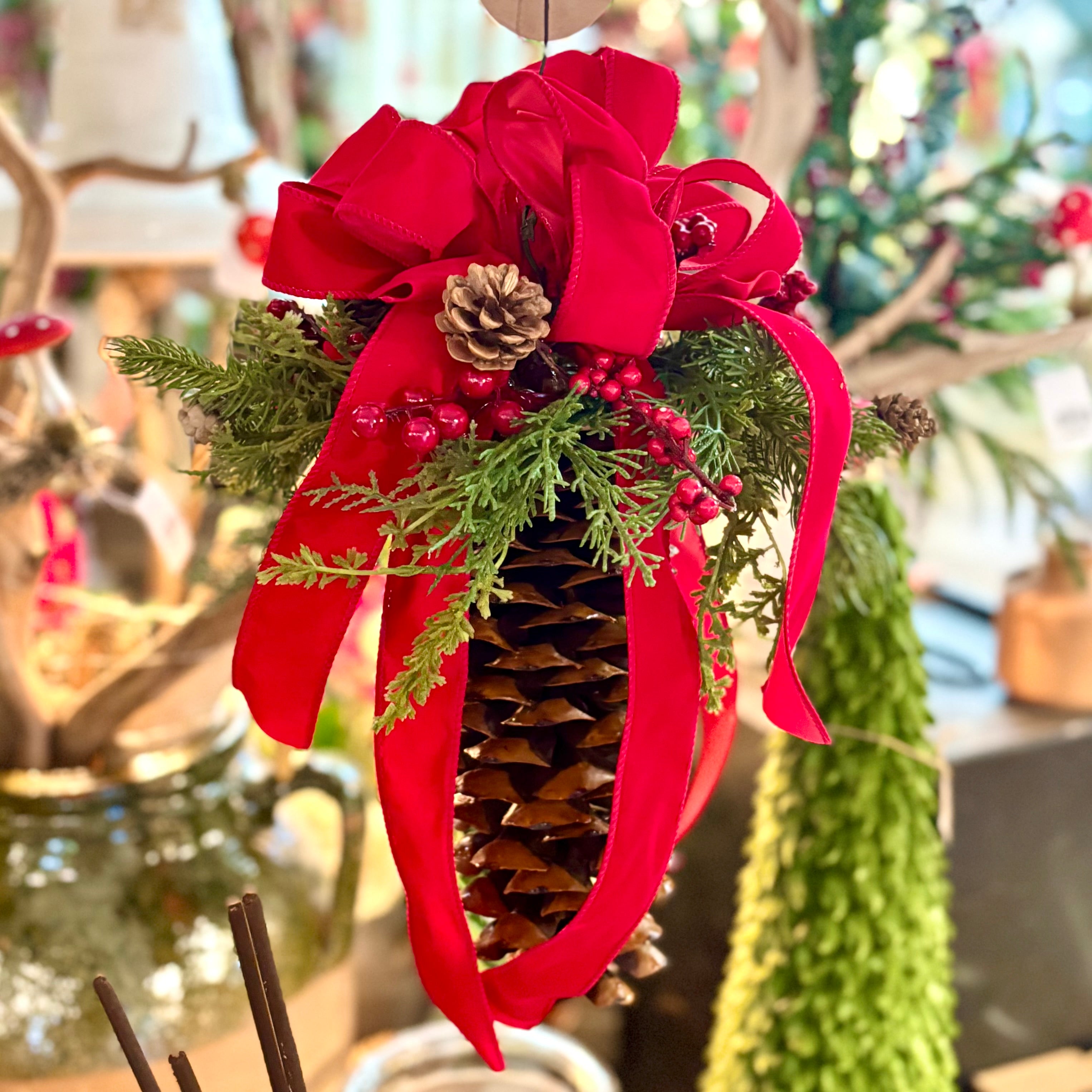 Decorated Hanging Holiday Pinecone