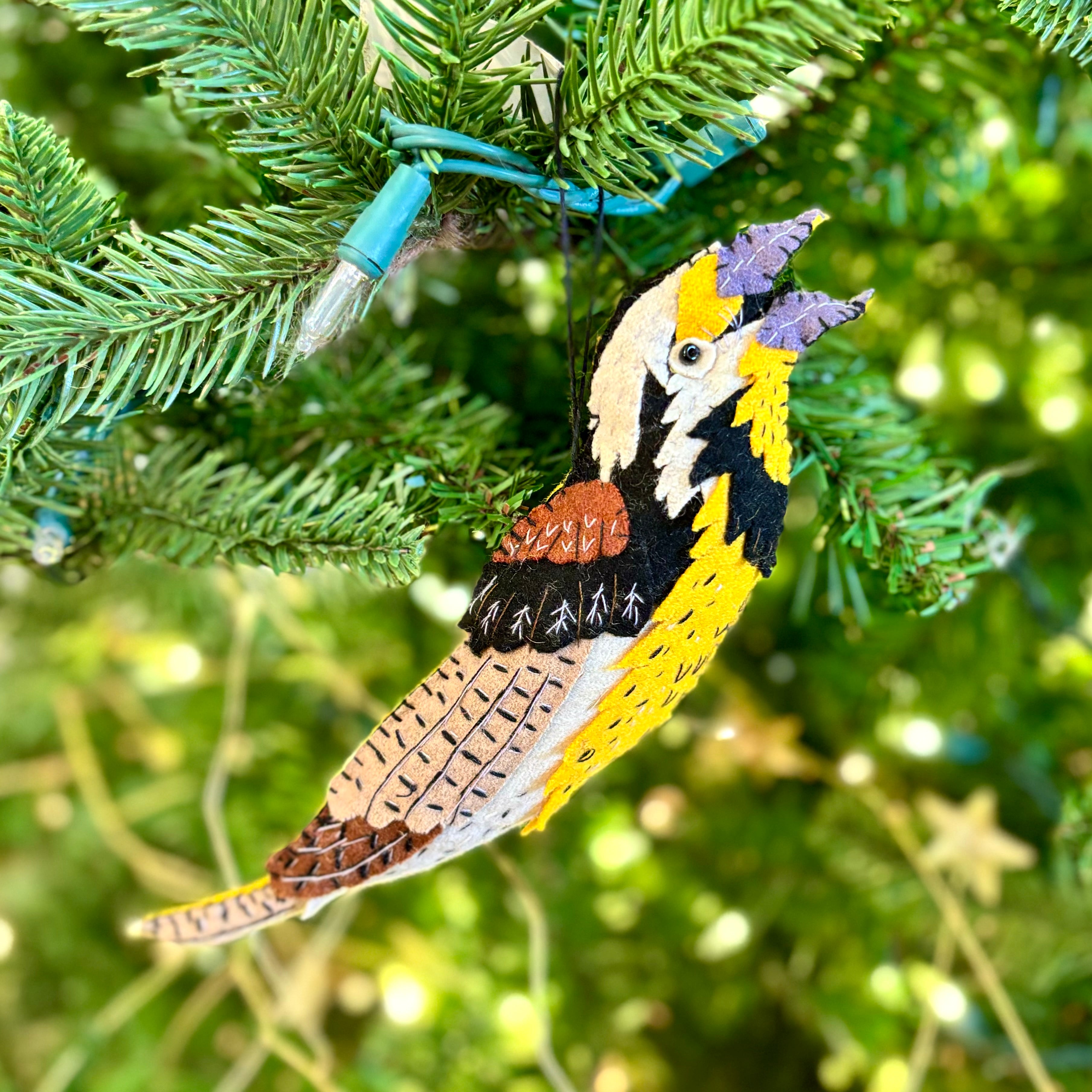 Embroidered Felt Eastern Meadowlark Ornament