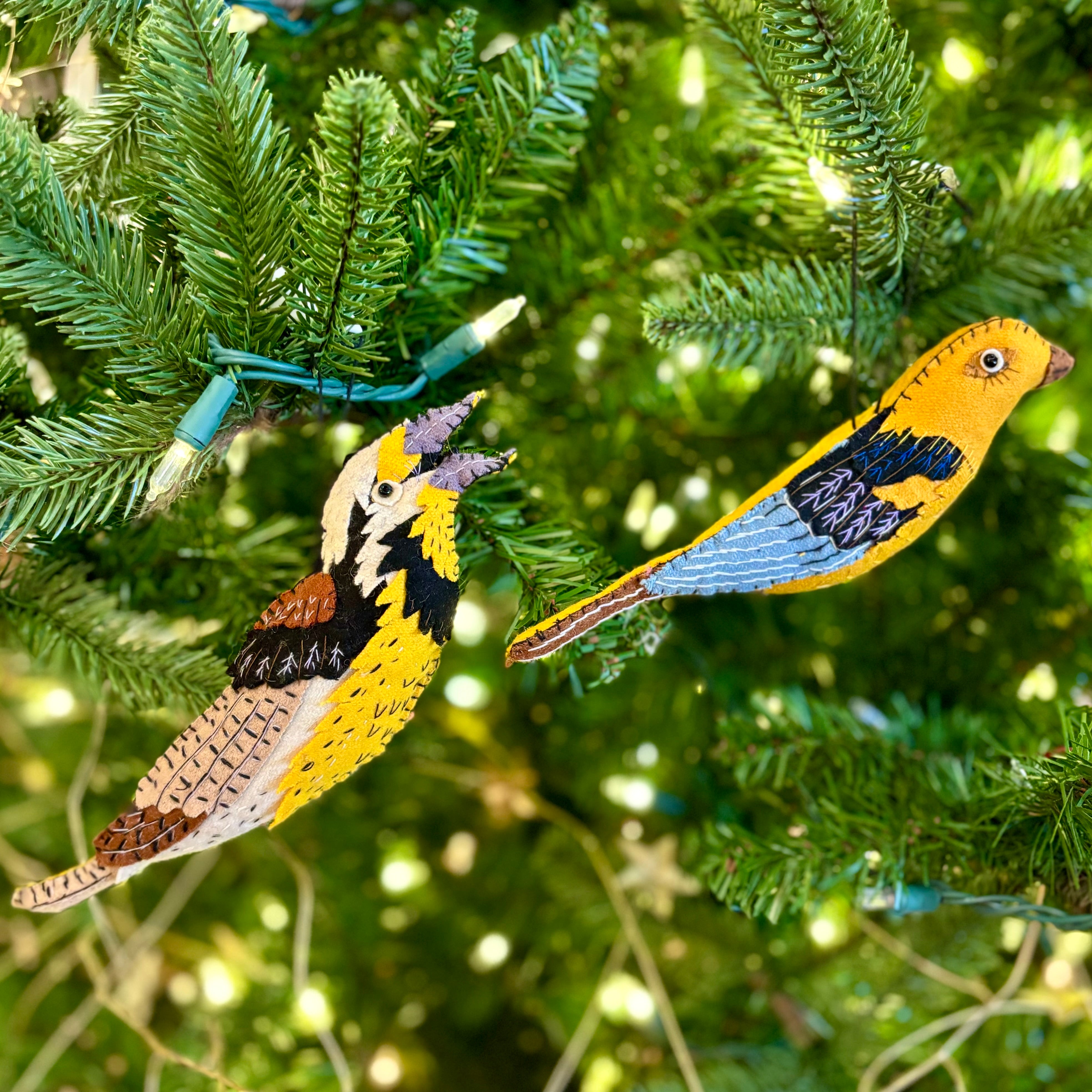 Embroidered Felt Eastern Meadowlark Ornament