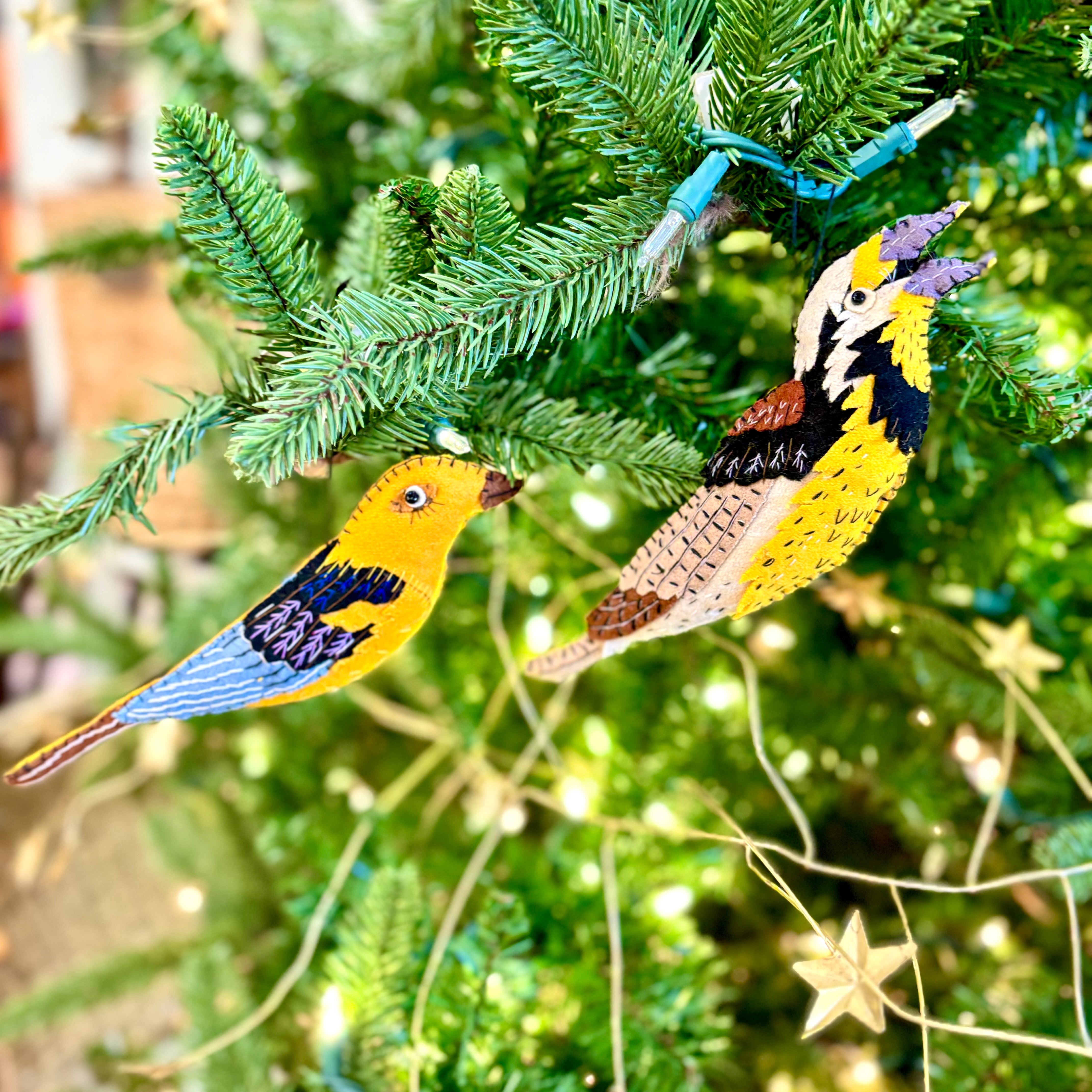 Embroidered Felt Eastern Meadowlark Ornament