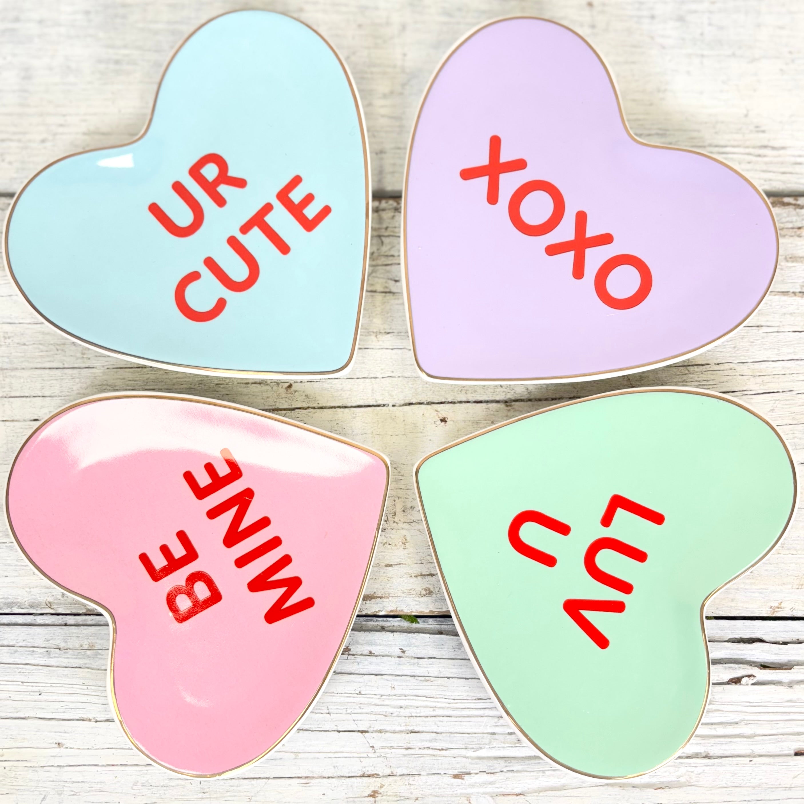 "XOXO" Conversation Candy Heart Trinket Dish